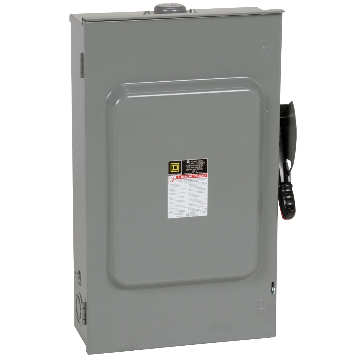 Safety switch, heavy duty, non fusible, 200A, 4 wire, 3 pole, 1 neutral, 150HP, 600V AC/DC, 3R, bolt on hub provision