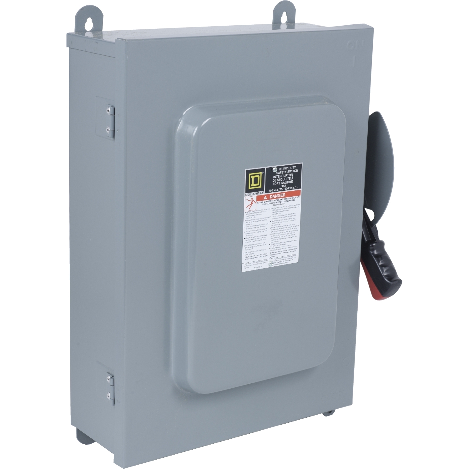 Safety switch, heavy duty, non fusible, 60A, 4 pole, 60HP, 600V AC/DC, NEMA 12