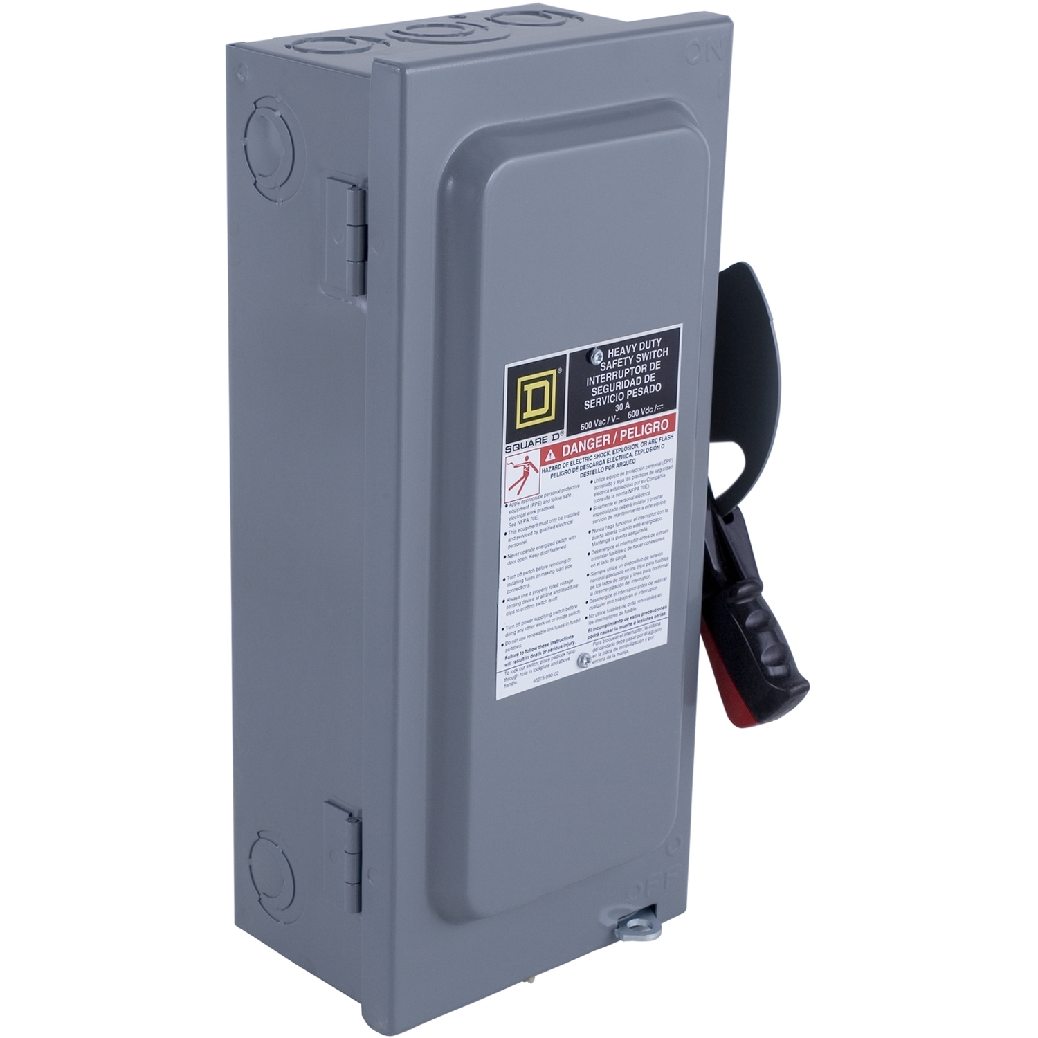 Safety switch, heavy duty, non fusible, 100A, 4 pole, 75HP, 600V AC/DC, NEMA1