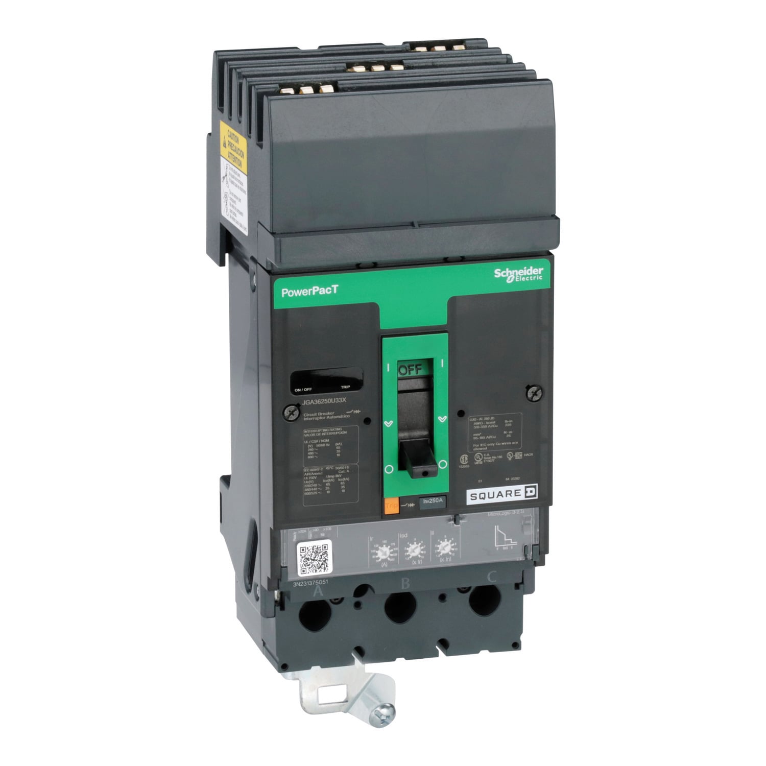 JGA36250U33X Molded Case Circuit Breaker, 250 Amp, 3 Pole, 600V