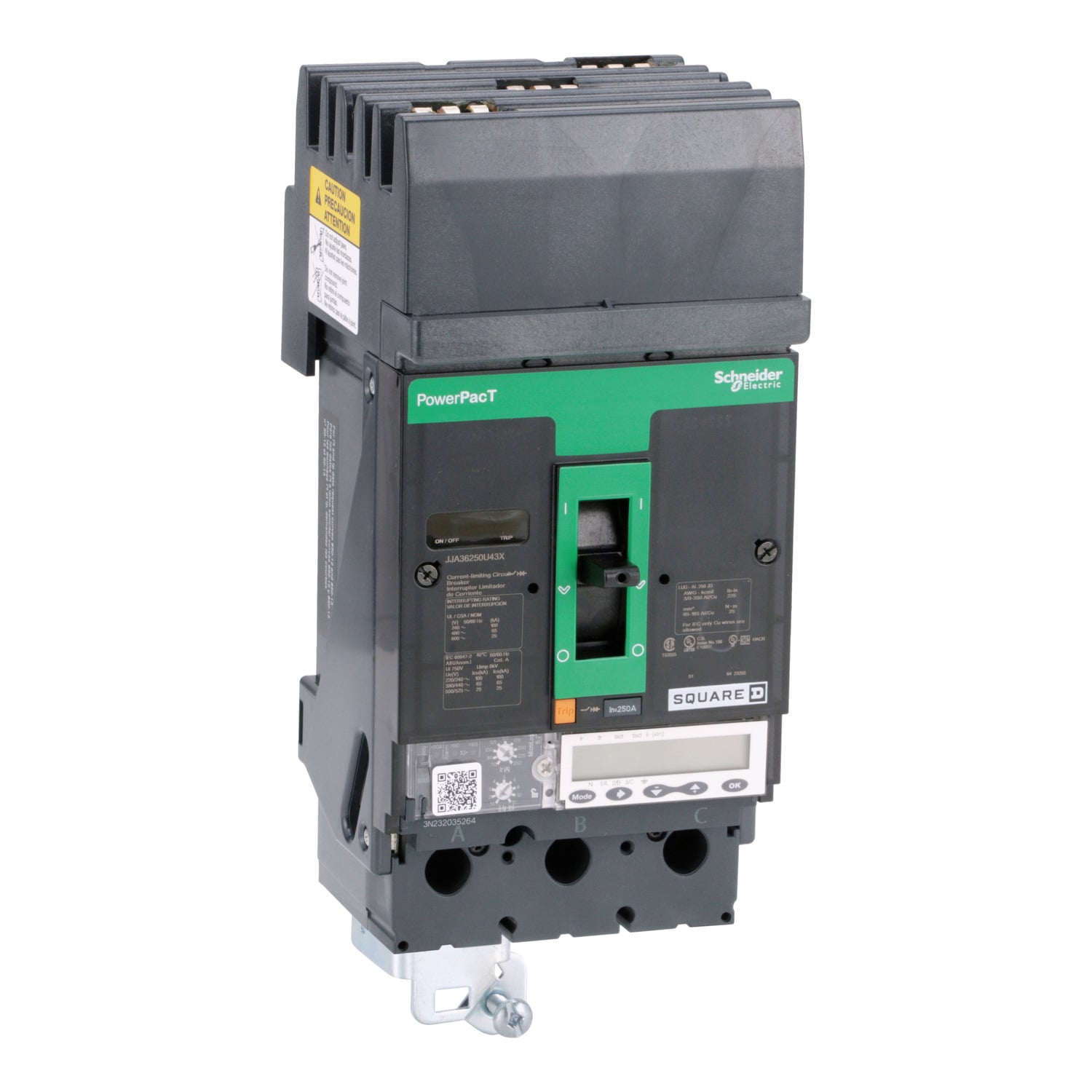 JJA36250U43X Molded Case Circuit Breaker, 250 Amp, 3 Pole, 600V