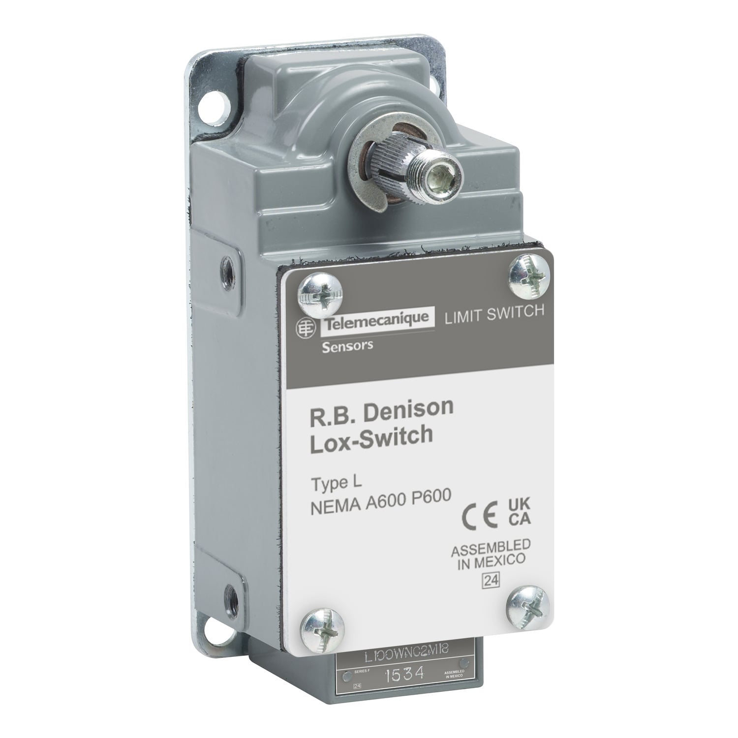 L100WNC2M18 Fixed Severe Duty Mill Slow-Break Limit Switch, 600 V AC, 20 A, Spring Return Actuator, 2NC Contact, 2 Poles