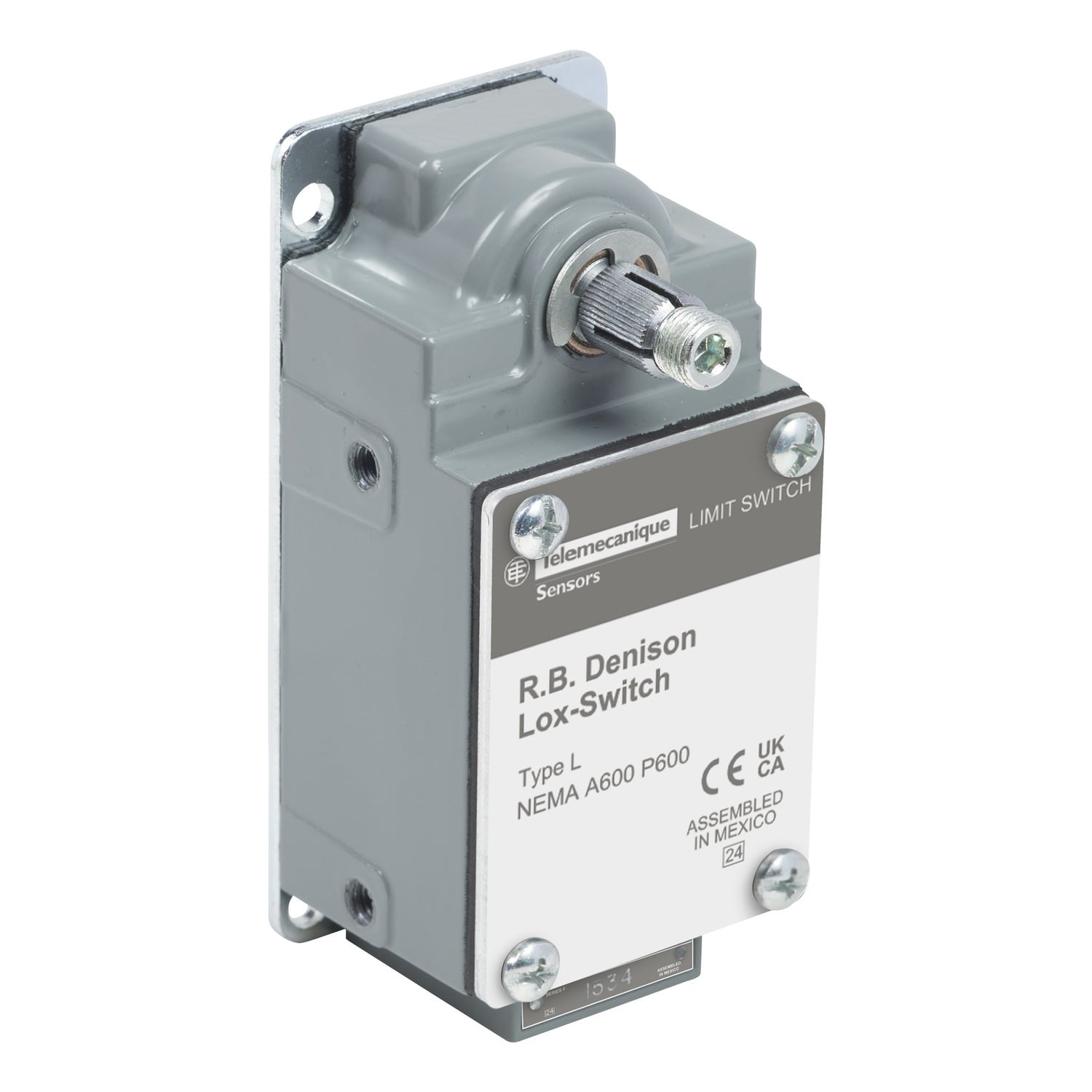 L525WDL2M58 L-Fixed Severe Duty Limit Switch, 600 V AC, 20 A, Spring Return Actuator, 2NC DPST Contact, 2 Poles