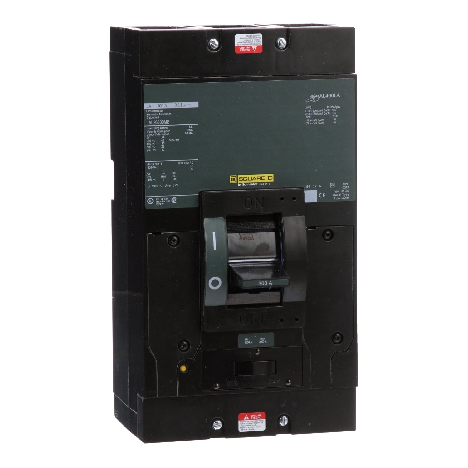 LAL26300MB Molded Case Circuit Breaker, 300 Amp, 2 Pole, 600V
