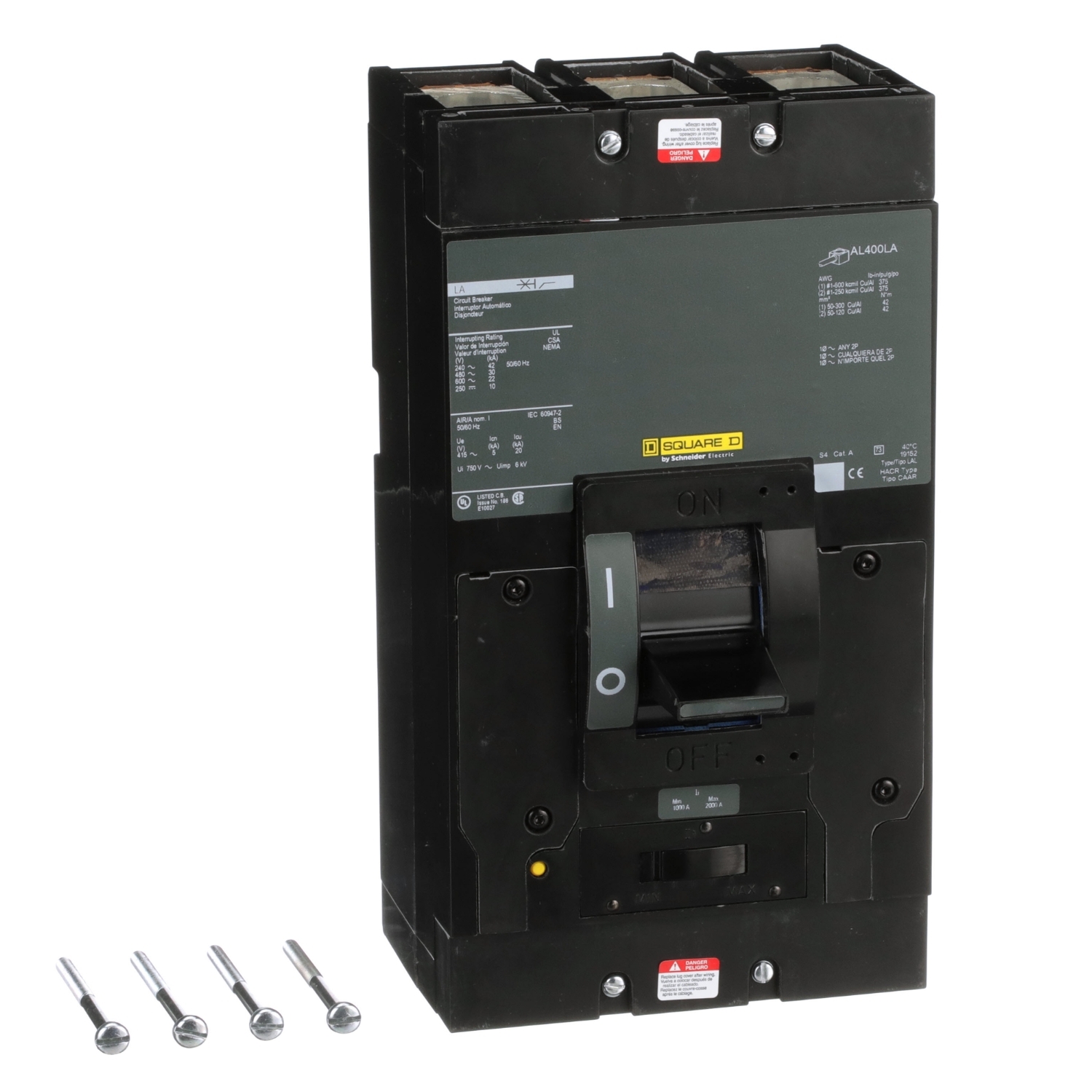 Circuit breaker, LA, 125A, 3 pole, 600VAC, 22kA, 250VDC, 10kA, lugs, thermal magnetic
