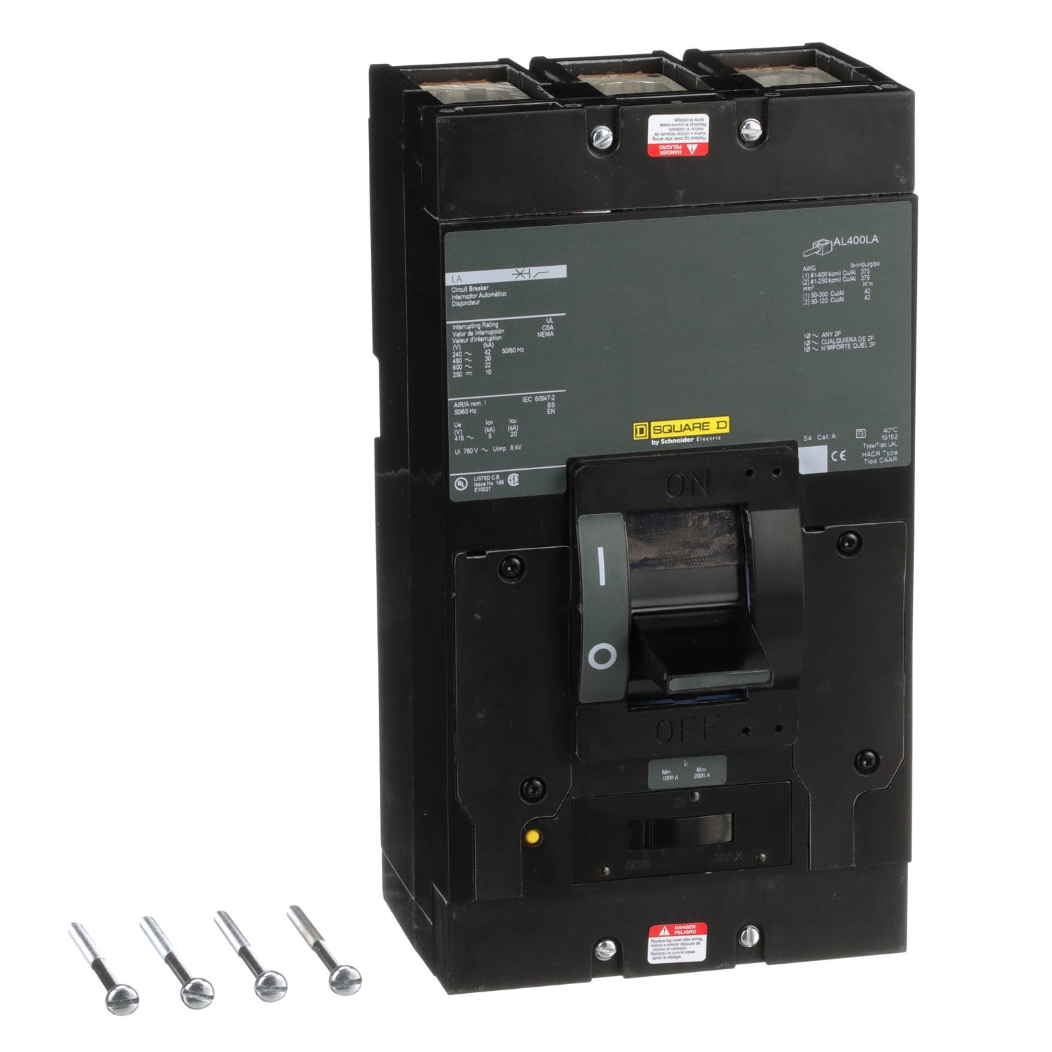 Circuit breaker, LA, 150A, 3 pole, 600VAC, 22kA, 250VDC, 10kA, lugs, thermal magnetic