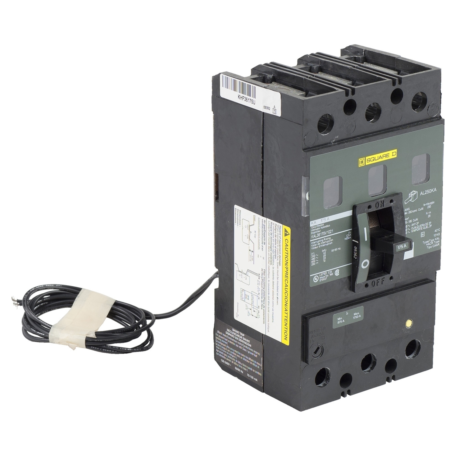 Circuit breaker, LA, 225A, 3 pole, 600VAC, 22kA, 250VDC, 10kA, lugs, thermal magnetic, short handle