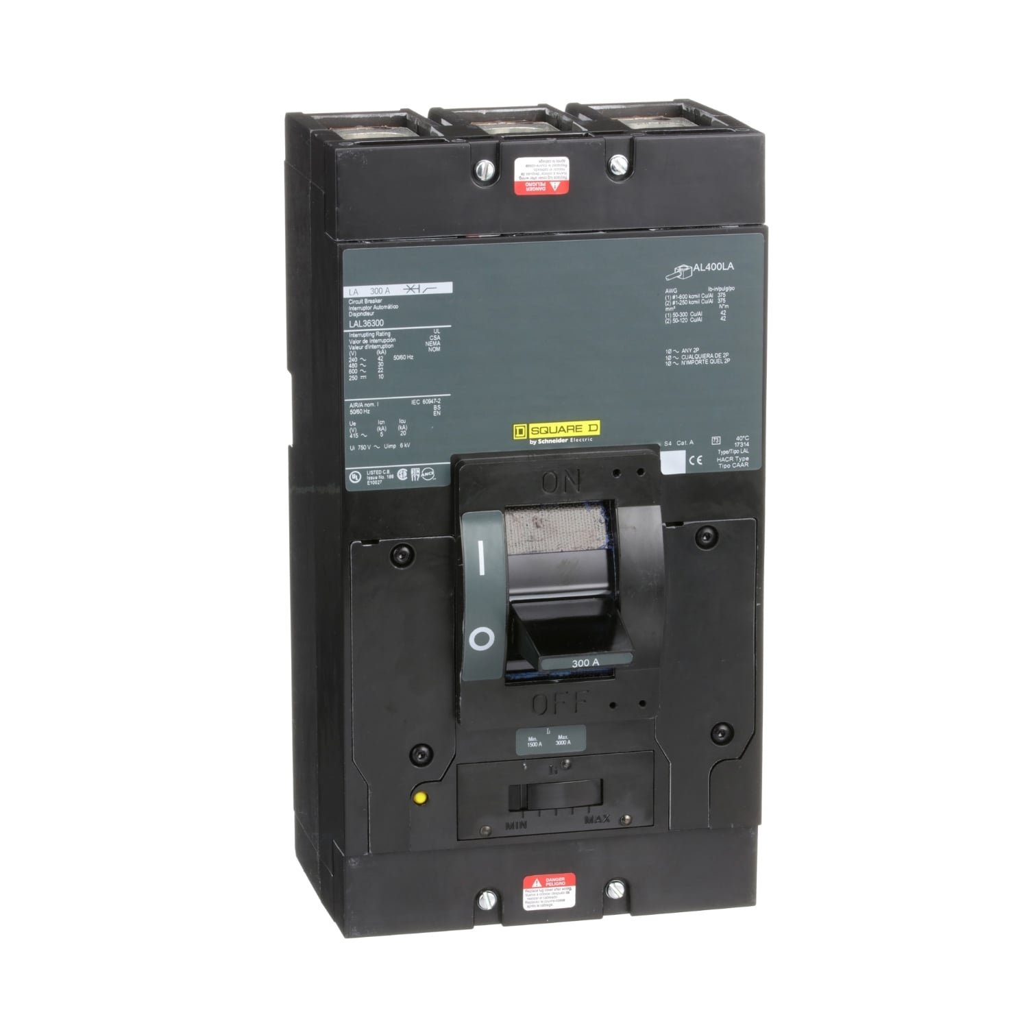 LAL36300 Molded Case Circuit Breaker, 300 Amp, 3 Pole, 600V
