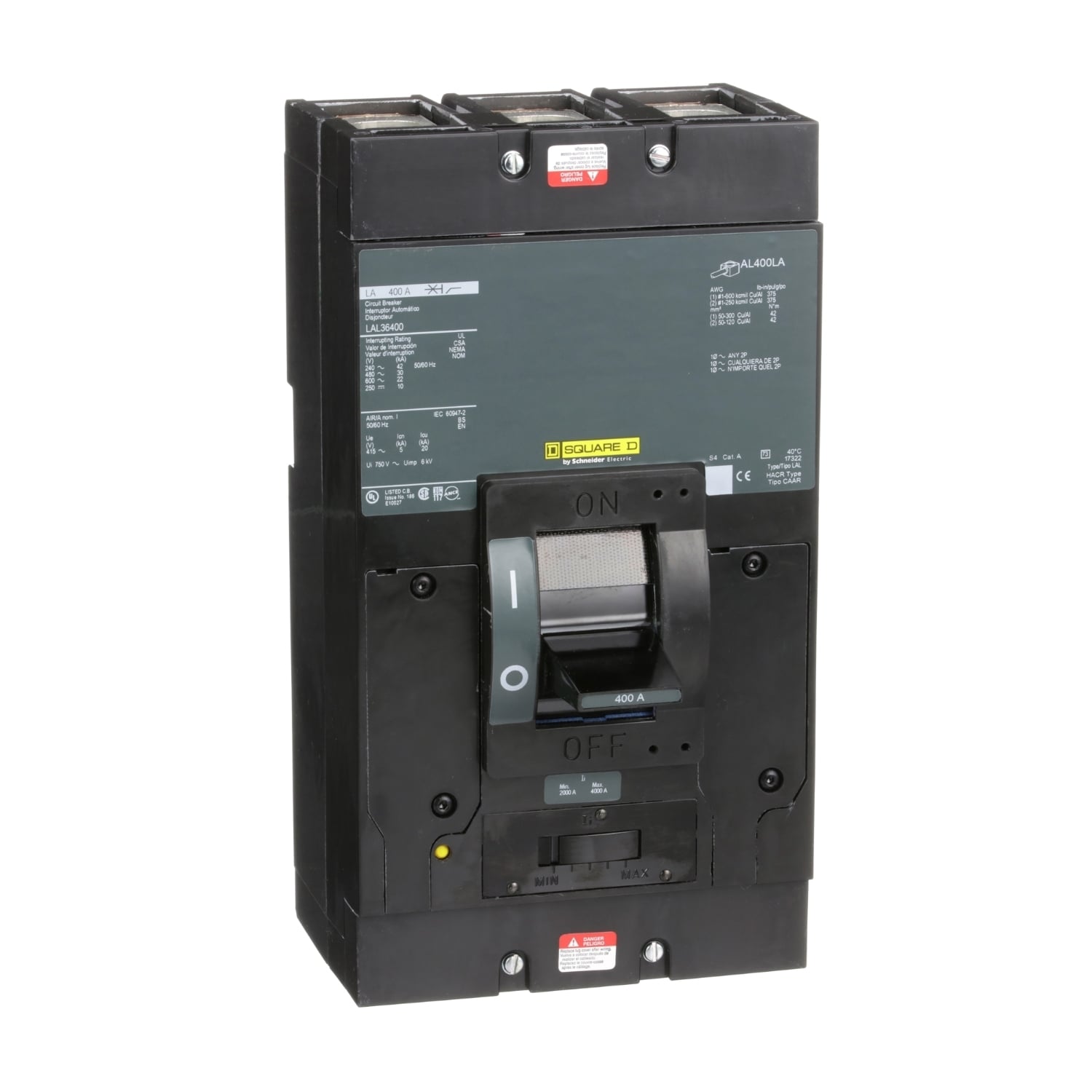 LAL36400 Molded Case Circuit Breaker, 400 Amp, 3 Pole, 600V