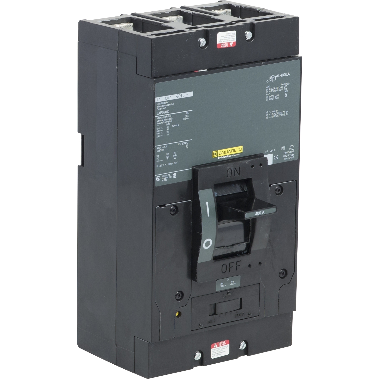 LAP36400 Molded Case Circuit Breaker, 400 Amp, 3 Pole, 600V