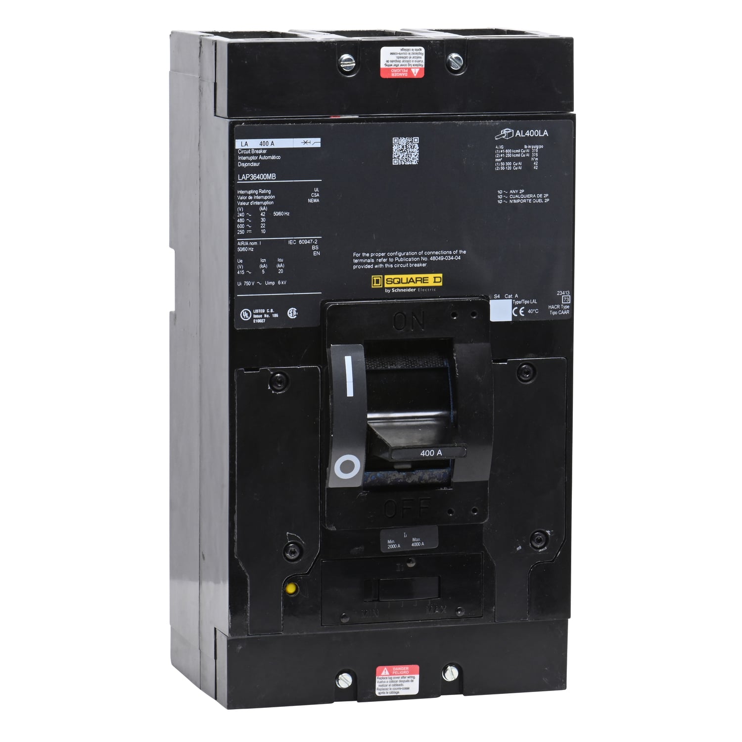 LAP36400MB Molded Case Circuit Breaker, 400 Amp, 3 Pole, 600V