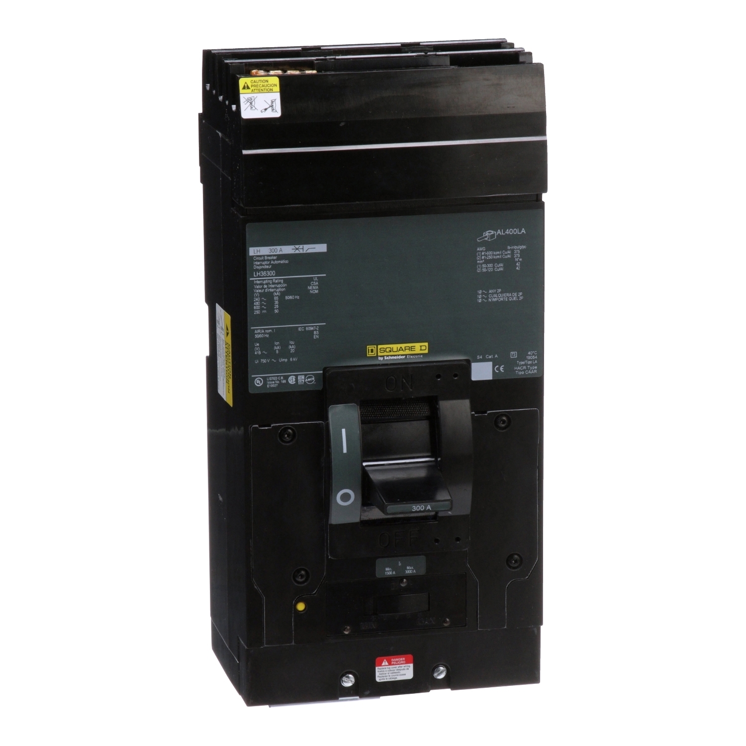 Circuit breaker, LH, I-Line mount, 300A, 3 pole, 25kA, 600VAC, thermal magnetic