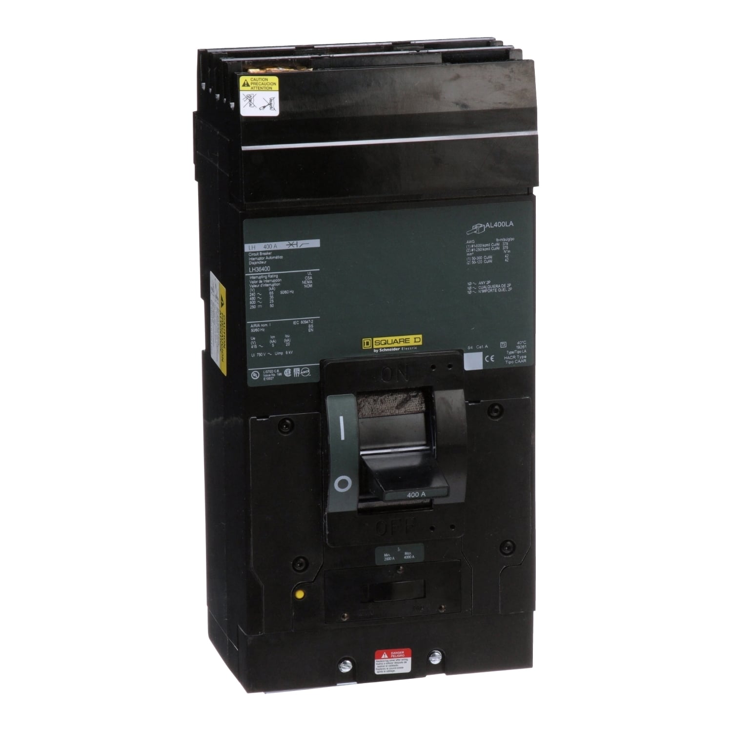 LH36400 Molded Case Circuit Breaker, 400 Amp, 3 Pole, 600V