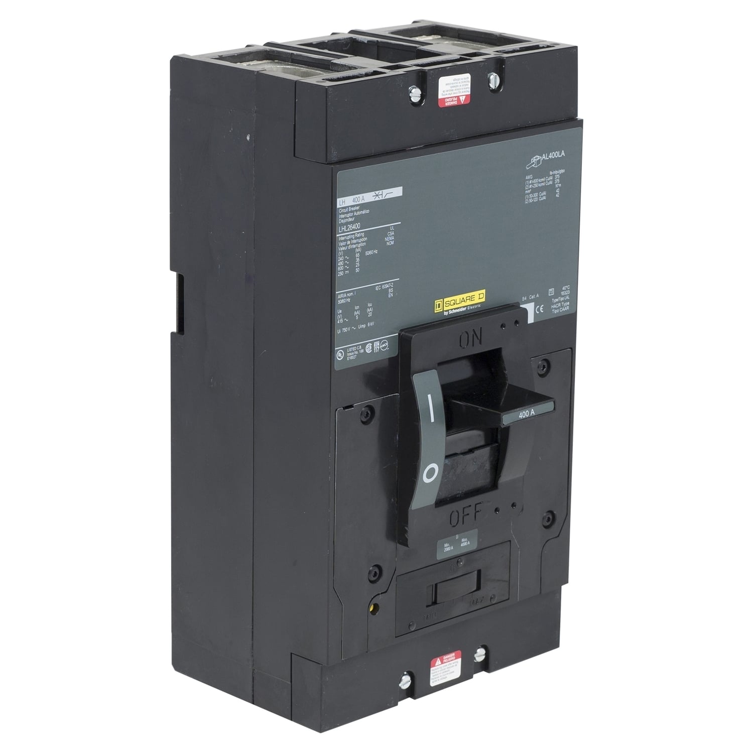 Circuit breaker, LH, 200A, 3 pole, 600VAC, 25kA, 250VDC, 50kA, lugs, thermal magnetic
