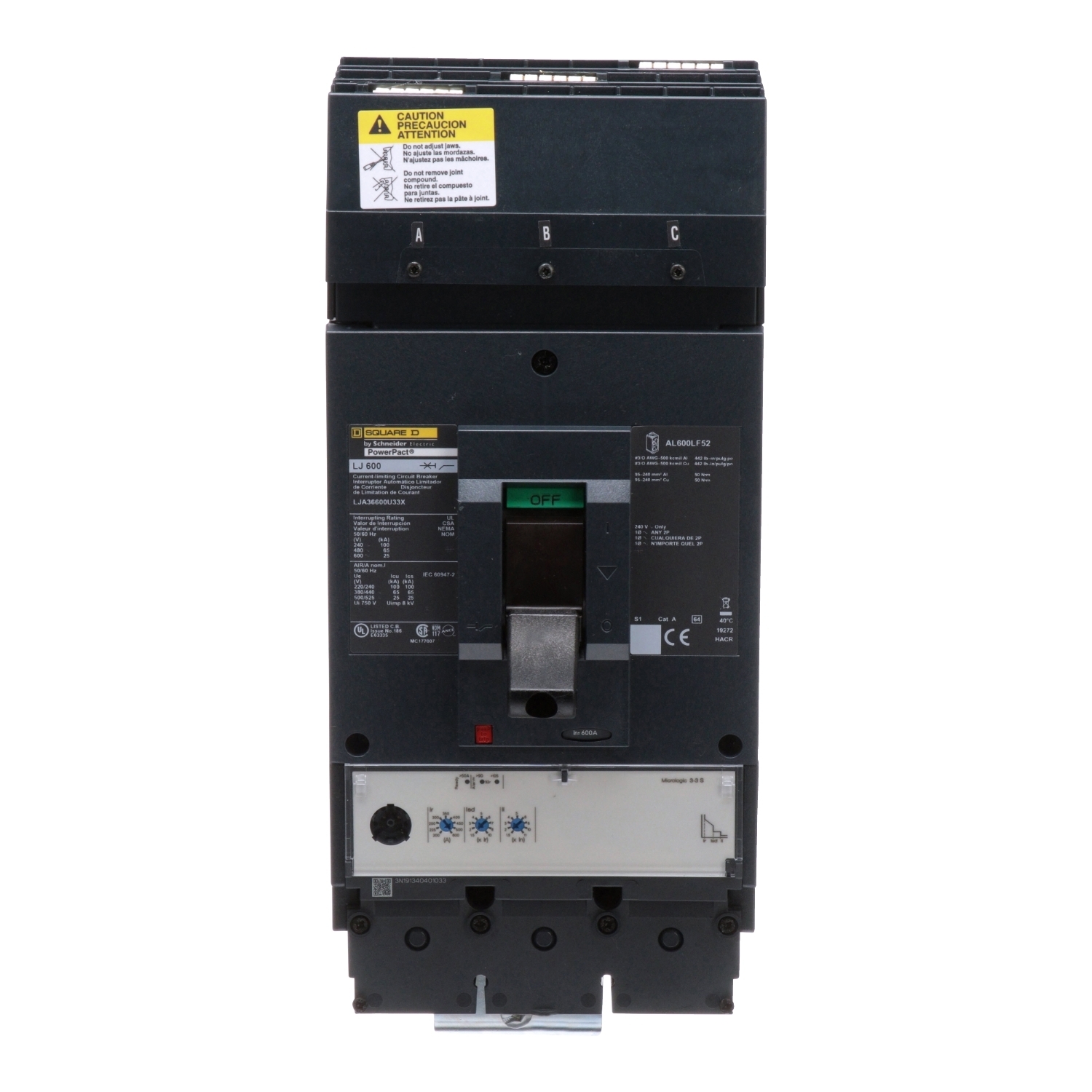 LJA36600U33X I-Line PowerPact Standard L Molded Case Circuit Brea