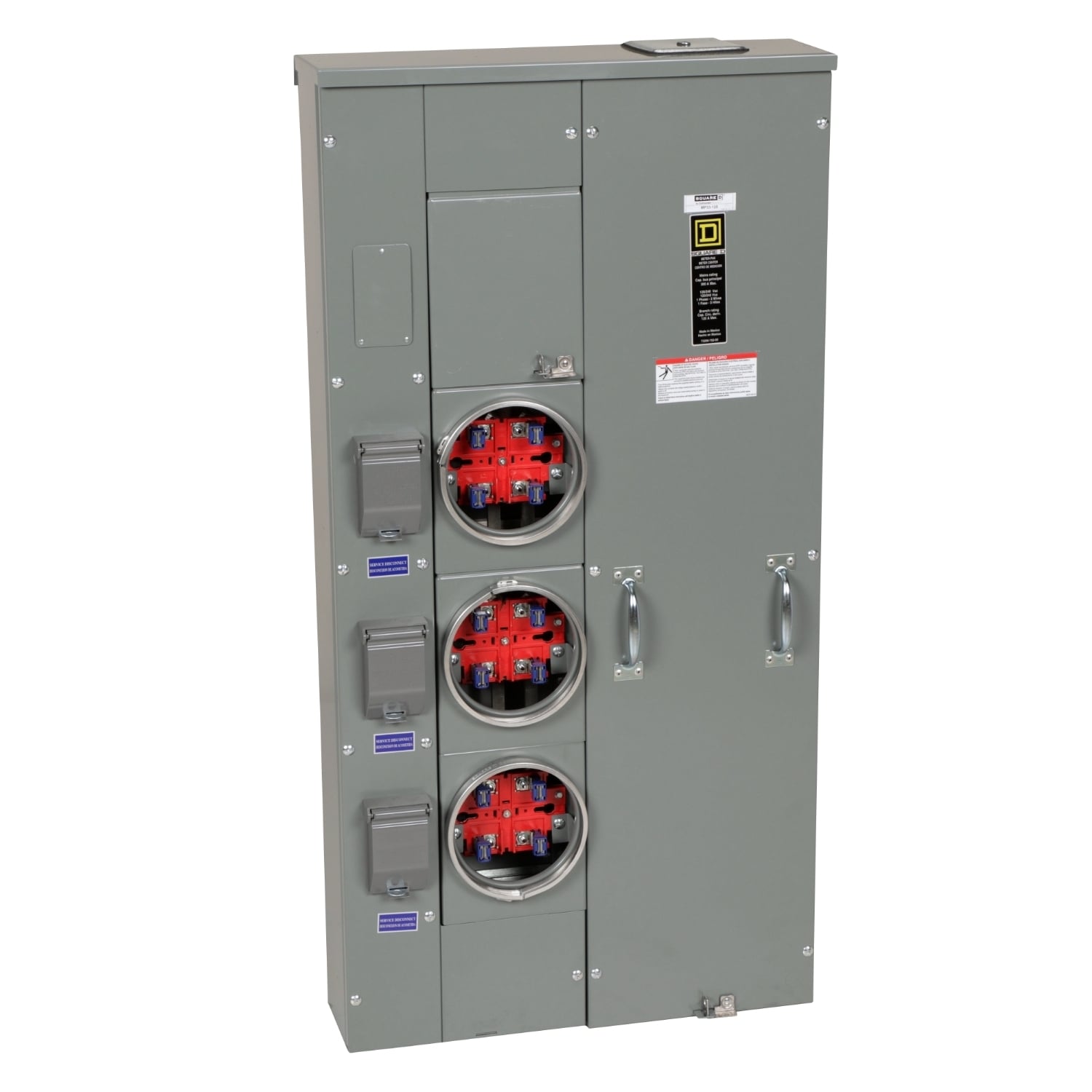 MP33125 Meter Pak Meter Center with Main Lugs, 125 Amp, 1 Phase, Ringed, No Bypass, 4 Jaw, 3 Position, OH, UG, 240V