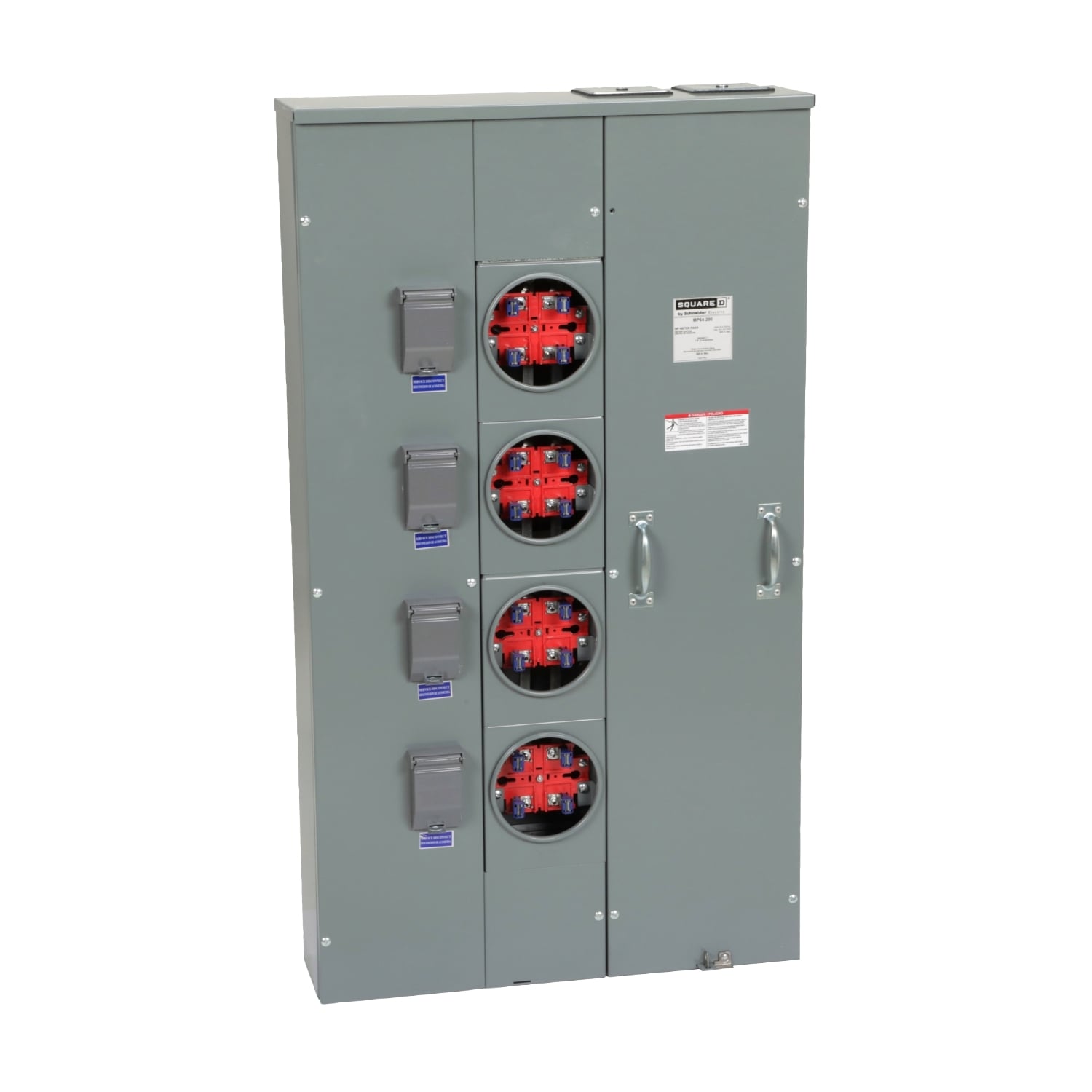 MP64200 Meter Pak Meter Center, 200 Amp, 1 Phase, Ringed, No Bypass, 4 Jaw, 4 Position, OH, UG, 240V