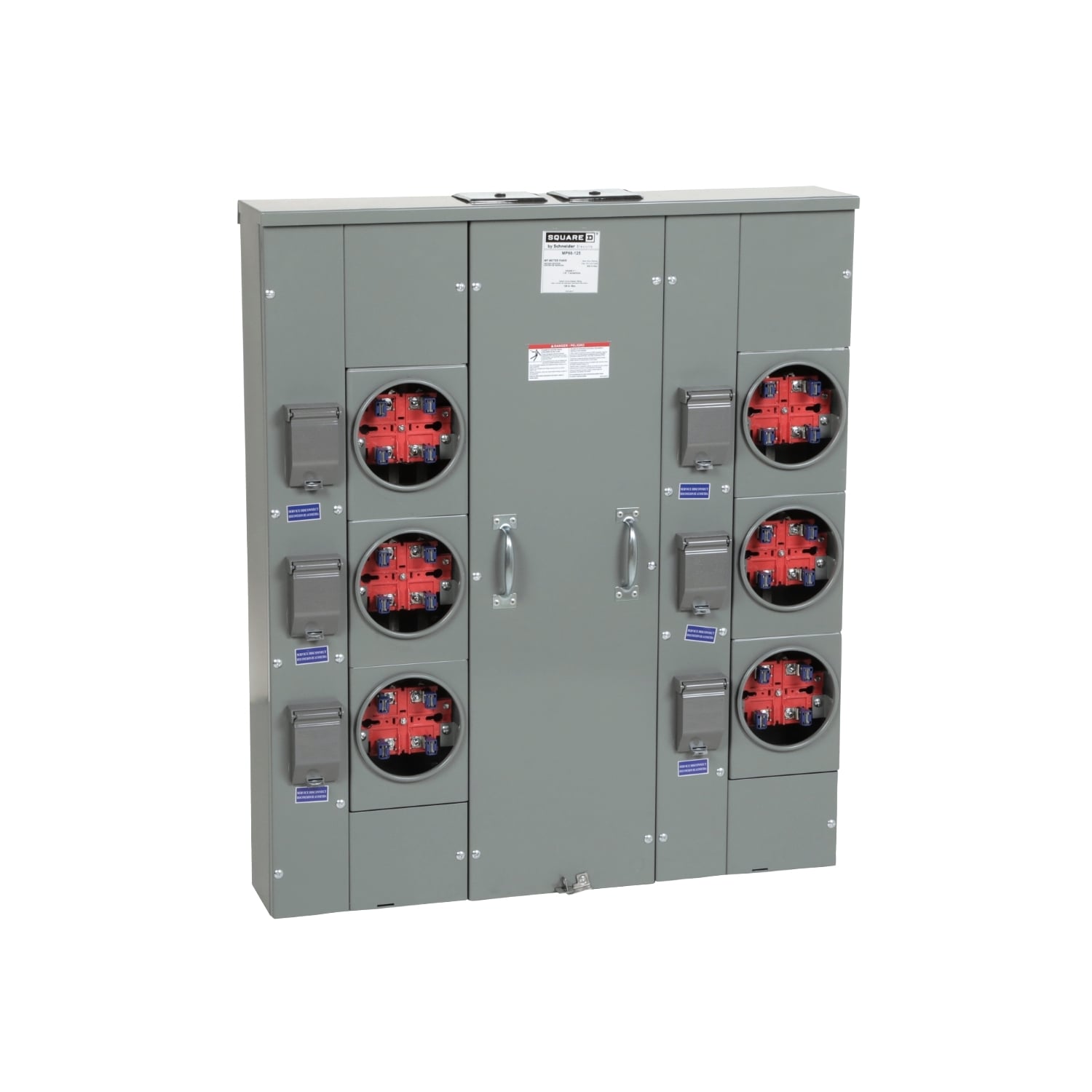 MP66125 MP Meter Pak Meter Center, 125 Amp, 1 Phase, Ringed, No Bypass, 4 Jaw, 6 Socket, OH, UG, 240V