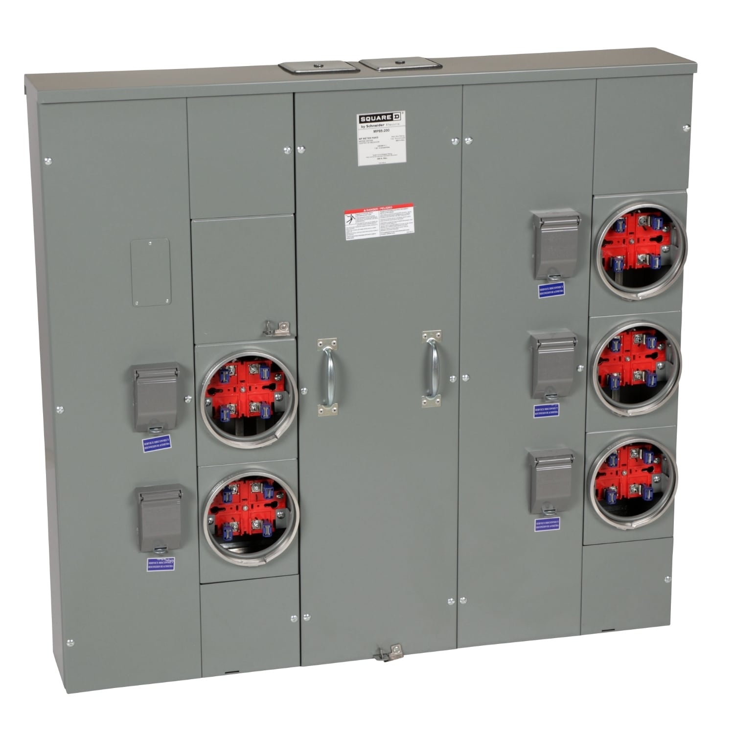 MP85200 Meter Pak Meter Center with Main Lugs, 200 Amp, 1 Phase, Ringed, No Bypass, 4 Jaw, 5 Position, OH, UG, 240V, 3 Wire