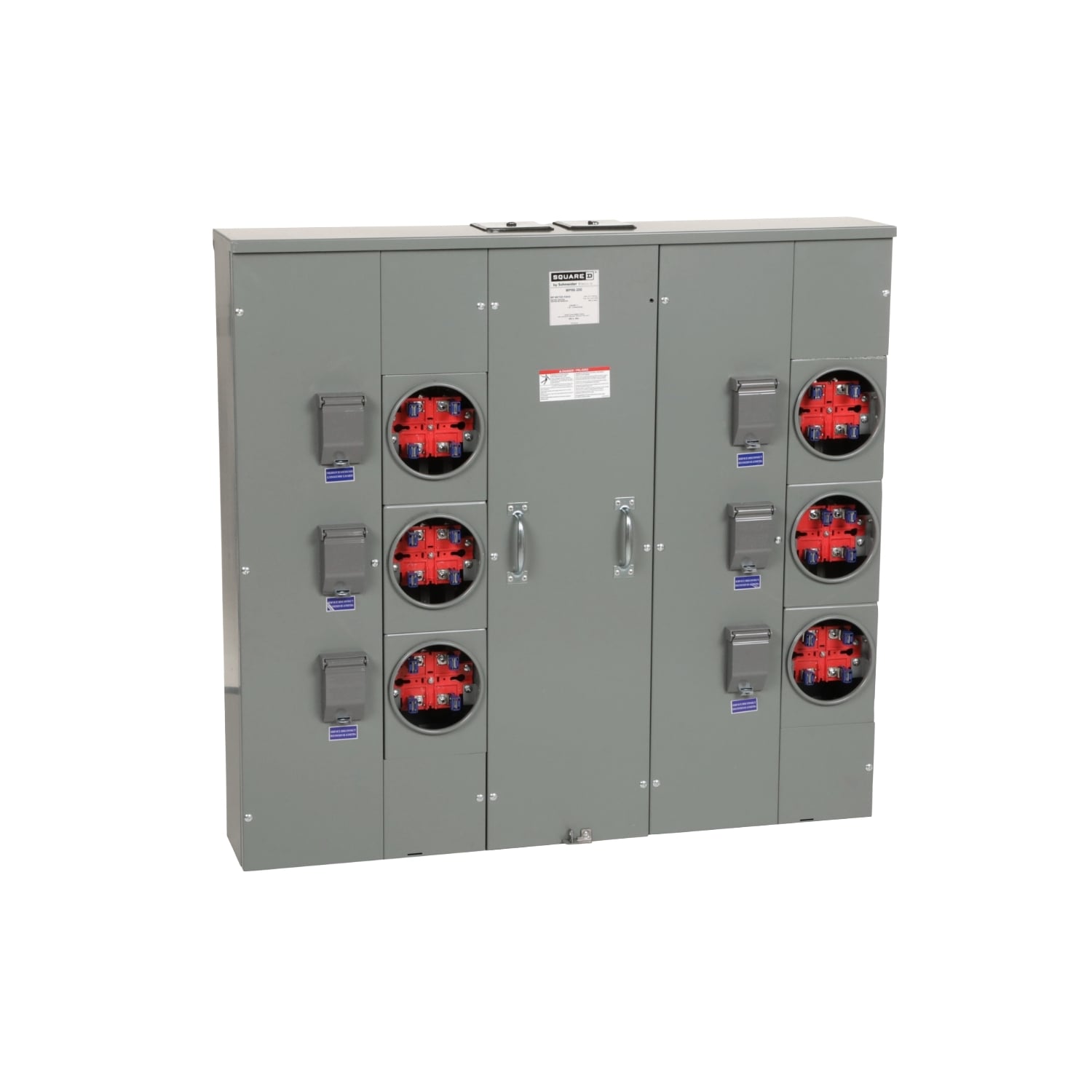 MP86200 MP Meter Pak 200 Amp, 1 Phase, Ringed, No Bypass, 4 Jaw, 6 Socket, OH, UG, 240V