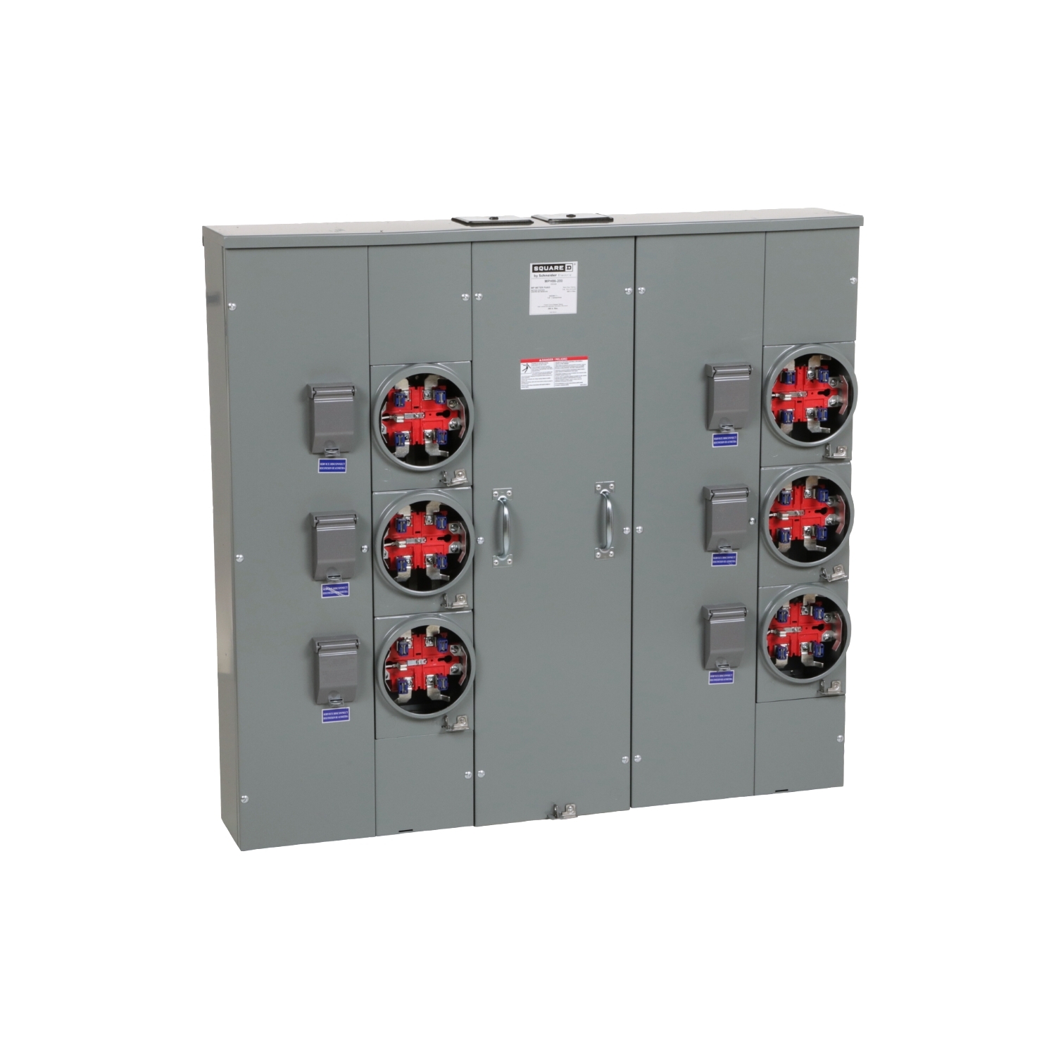 MPH86200 MP Meter Pak Meter Center, 200 Amp, 1 Phase, Ringless, Horn, 5 Jaw, 6 Socket, OH, UG, 240V
