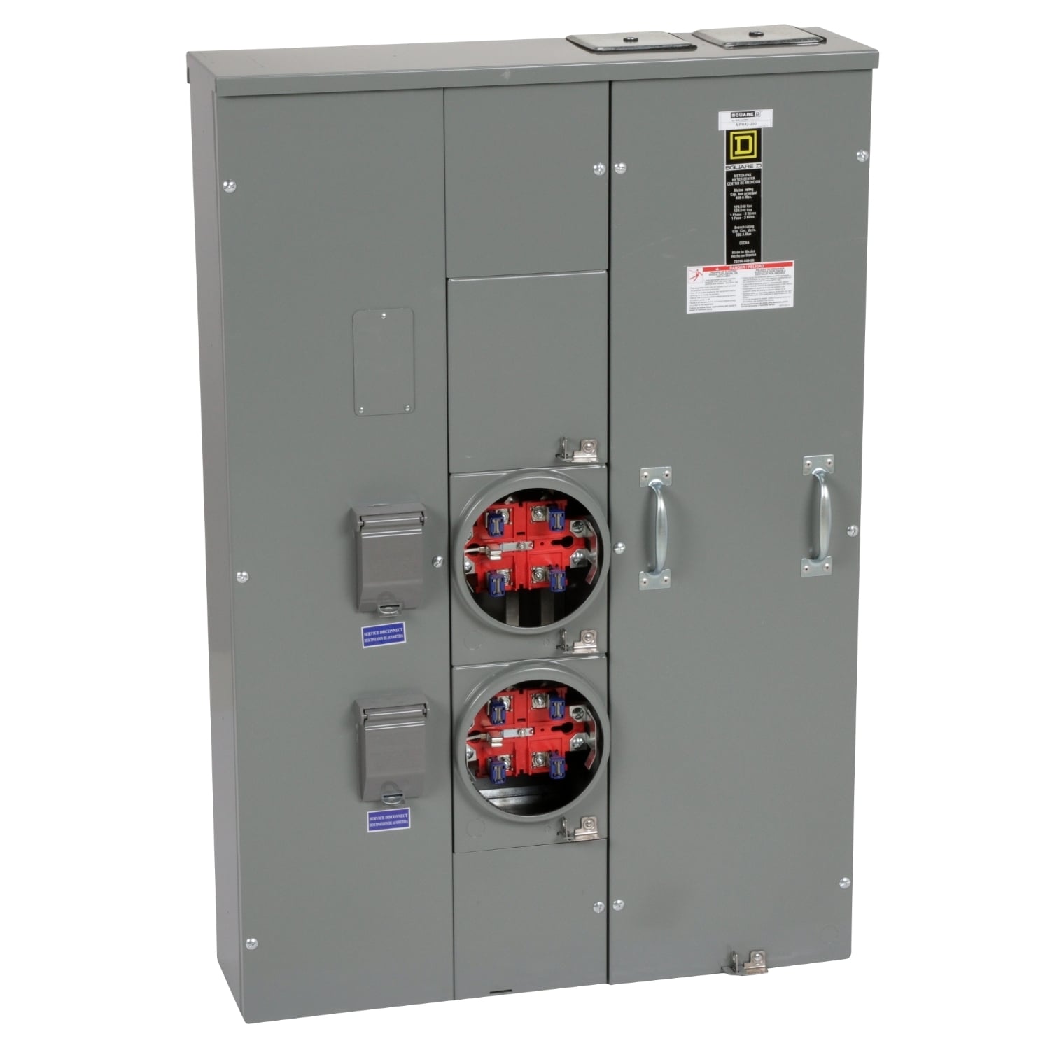 MPR42200 MP Meter Pak Meter Center, 200 Amp, 1 Phase, Ringless, No Bypass, 5 Jaw, 2 Socket, OH, UG, 240V