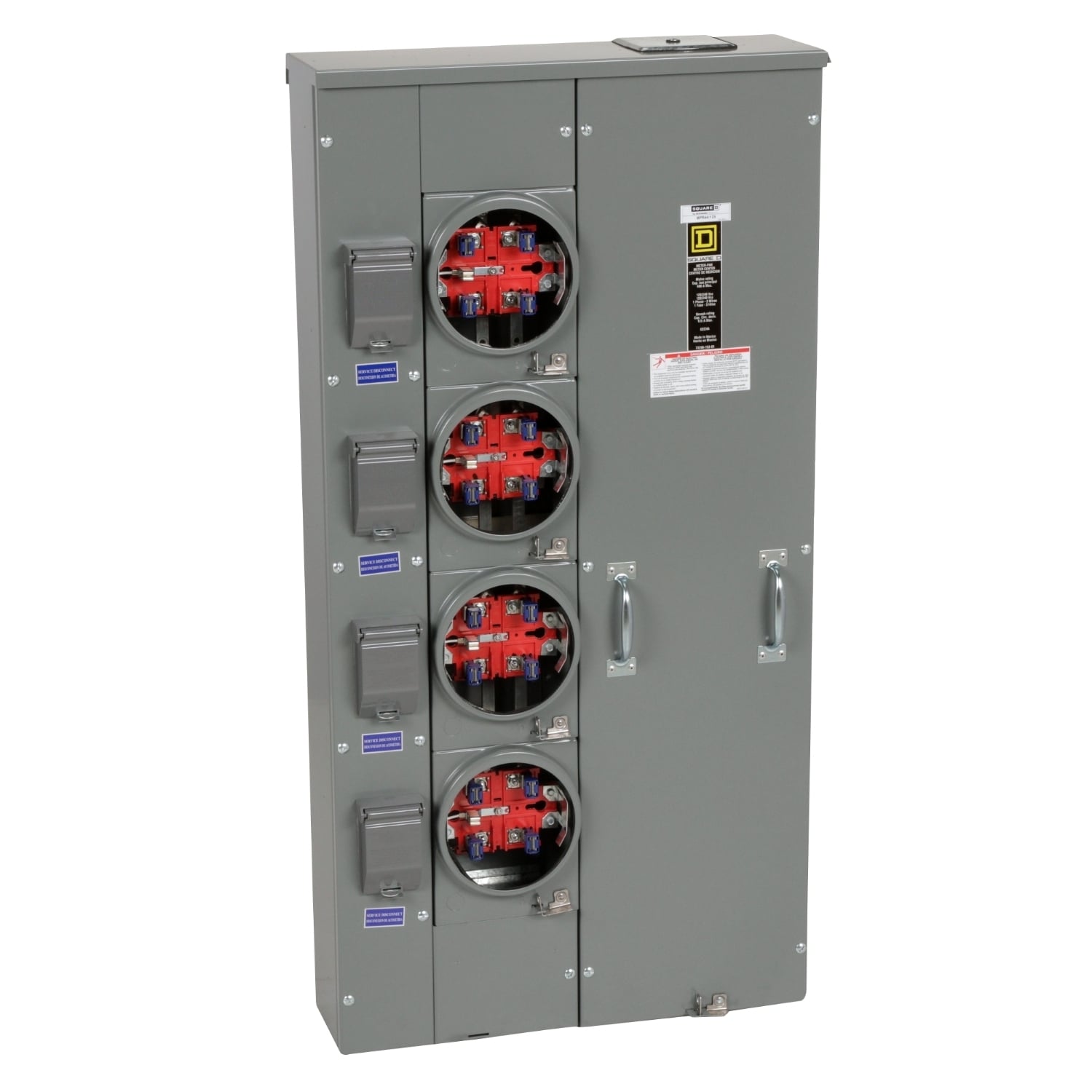 MPR44125 MP Meter Pak Meter Center, 125 Amp, 1 Phase, Ringless, No Bypass, 5 Jaw, 4 Socket, OH, UG, 240V