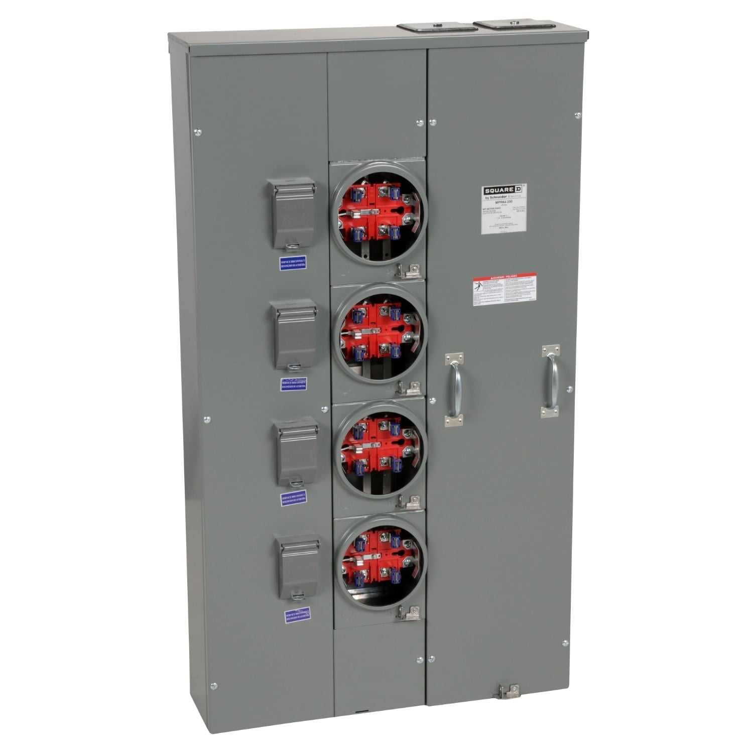 MPR64200 MP Meter Pak Meter Center, 200 Amp, 1 Phase, Ringless, No Bypass, 5 Jaw, 4 Socket, OH, UG, 240V