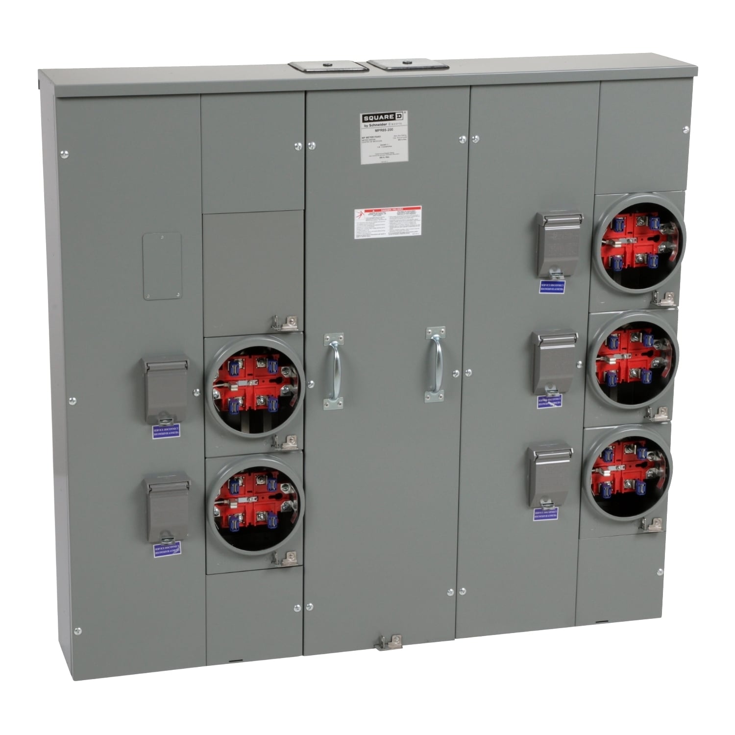 MPR85200 MP Meter Pak Meter Center, 200 Amp, 1 Phase, Ringless, No Bypass, 5 Jaw, 5 Socket, OH, UG, 240V