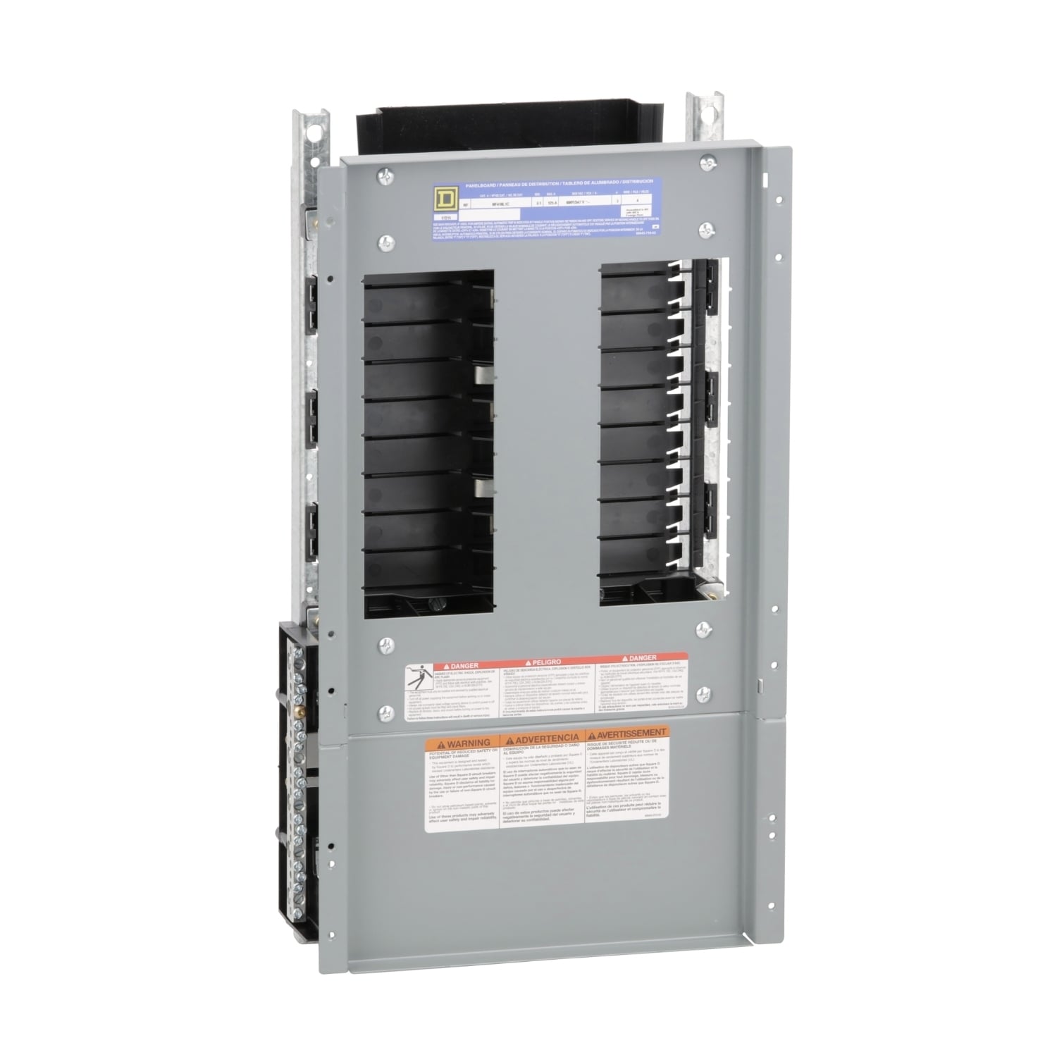 Panelboard interior, NF, main lugs, 125A, Cu bus, 18 pole spaces, 3 phase, 4 wire, 600Y/347VAC max