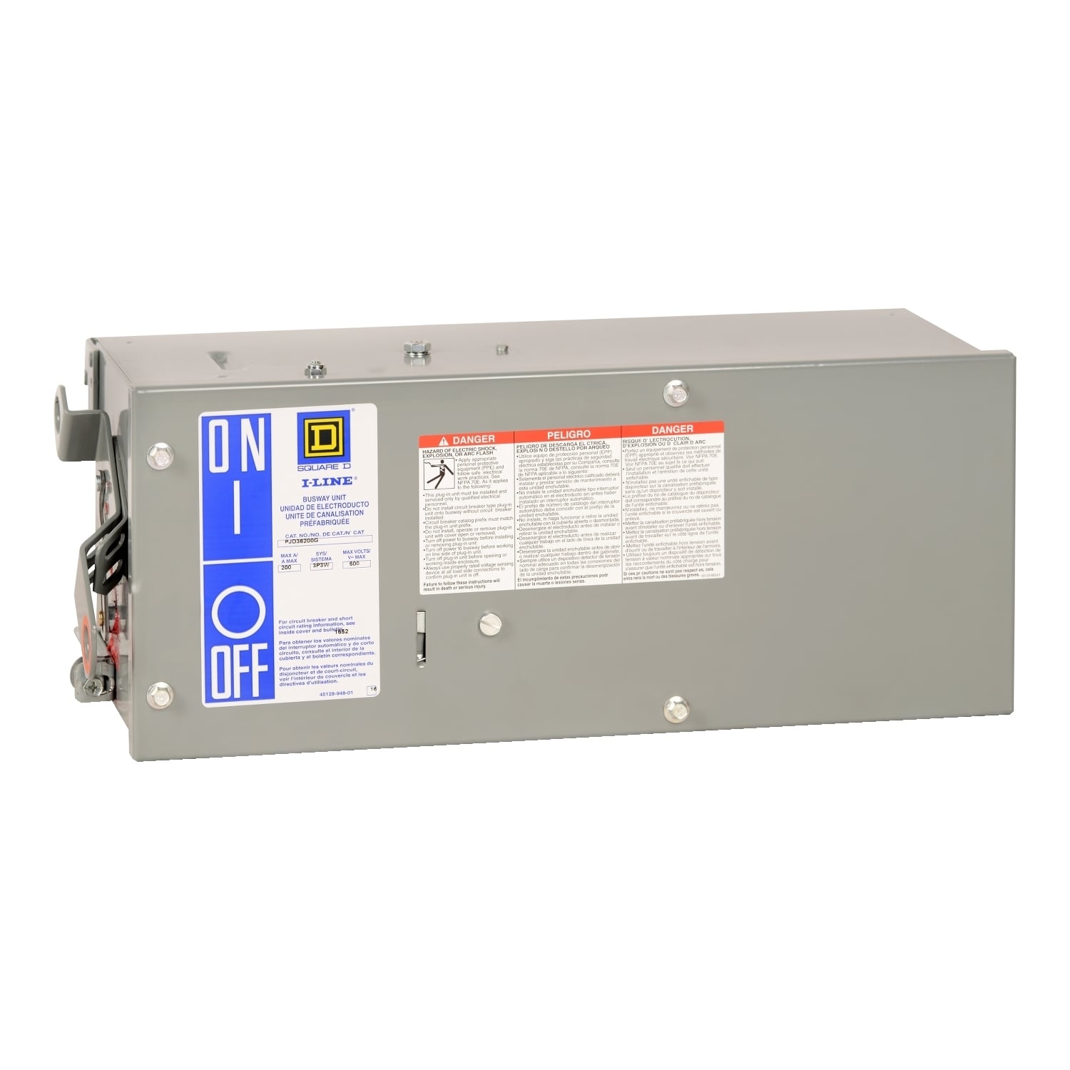 Plug-in unit, I-Line Busway, J-frame, 200A, 3 phase, 3 wire, 600VAC, 14kA, ground