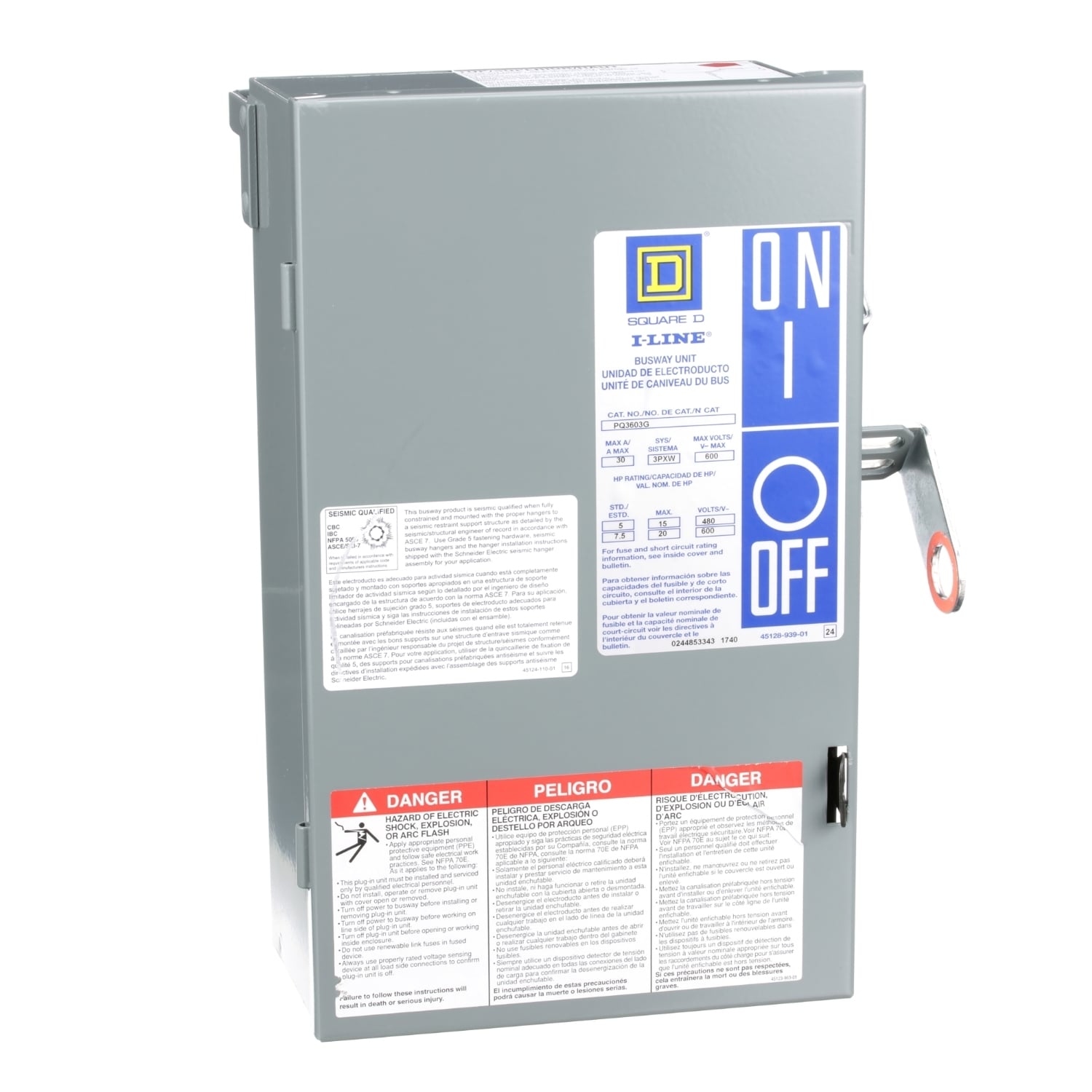 Plug-in unit, I-Line Busway, fusible, 30A, 600VAC, 3 pole, 3 fuse + G, plug in connection