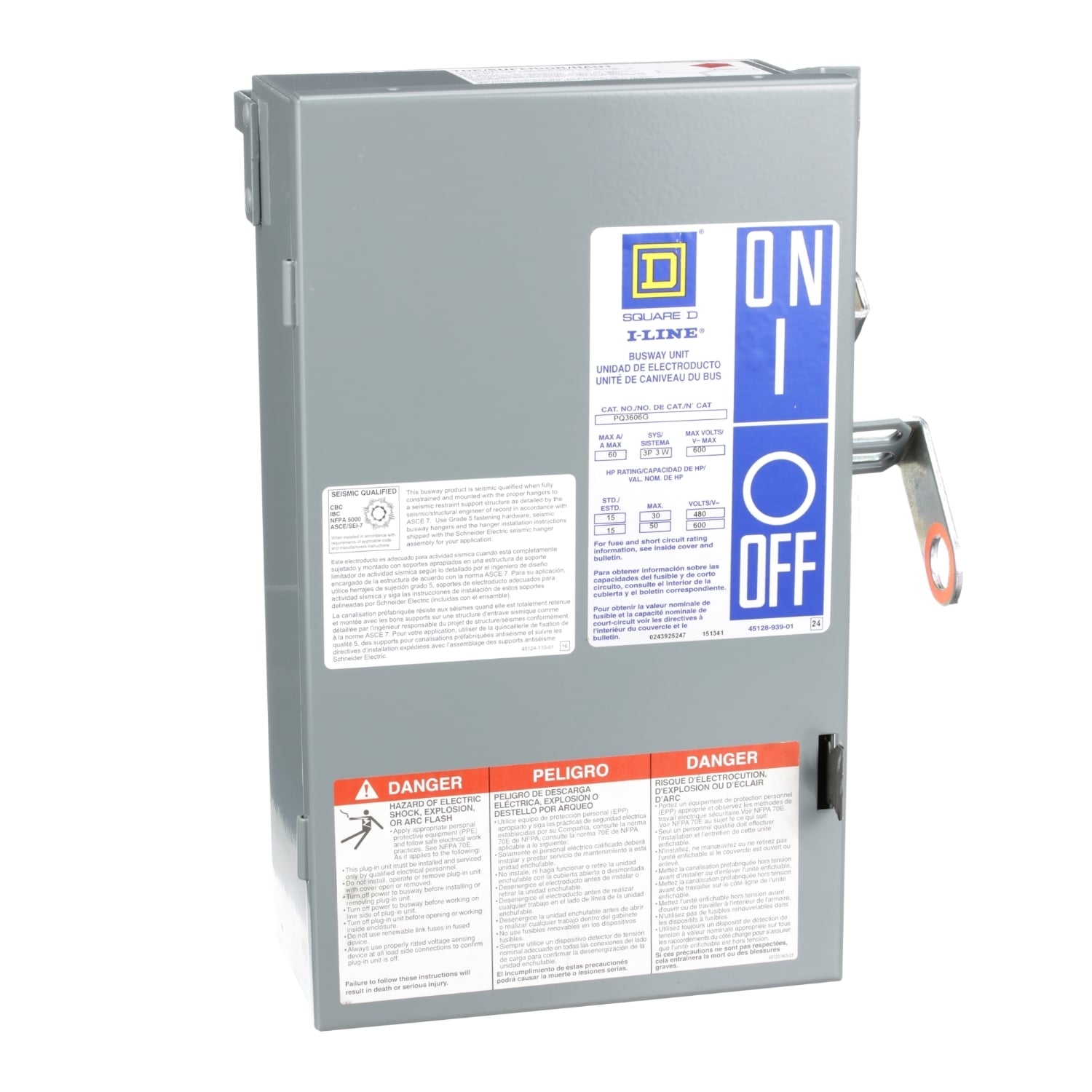Plug-in unit, I-Line Busway, fusible, 60A, 600VAC, 3 pole, 3 fuse + G, plug in connection