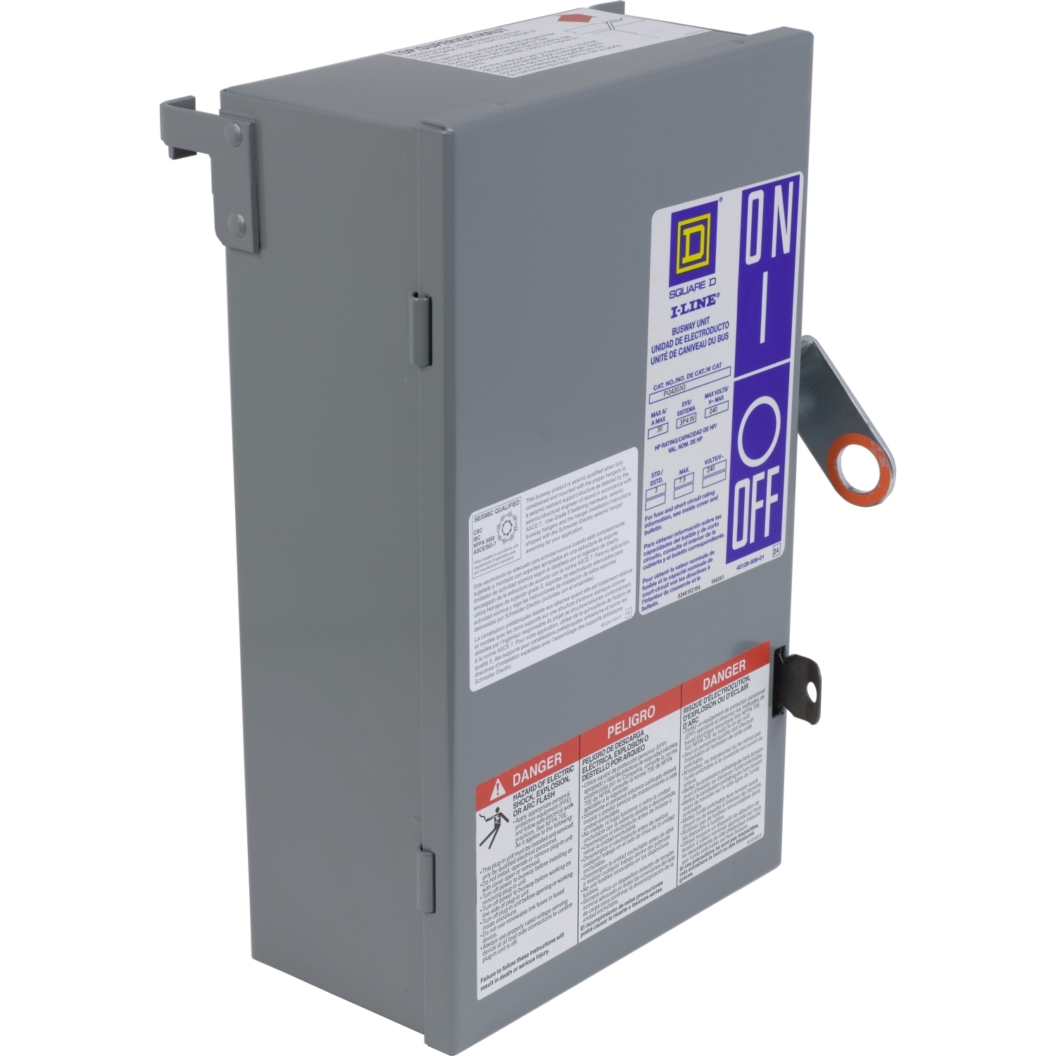 Busway I-Line Fusible Plug-in Unit, 3P, 200A, 600V, with R Fuse Reject, CU Lugs