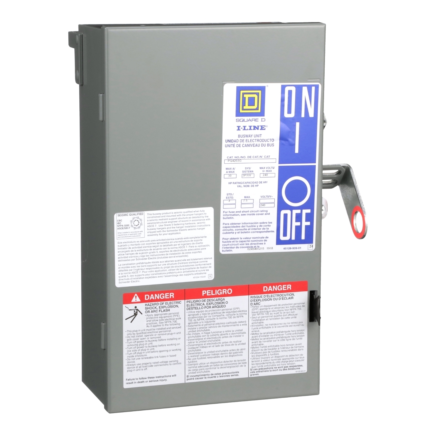 Plug-In Unit, I-Line Busway, Fusible, 30A, 120/208VAC, 4 poles, 3 fuse G