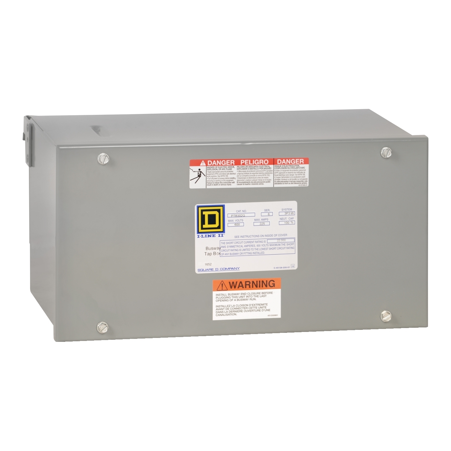 Tap box, I-Line Busway, max 800A to 1600A rated, vertical mounting, 4 wire