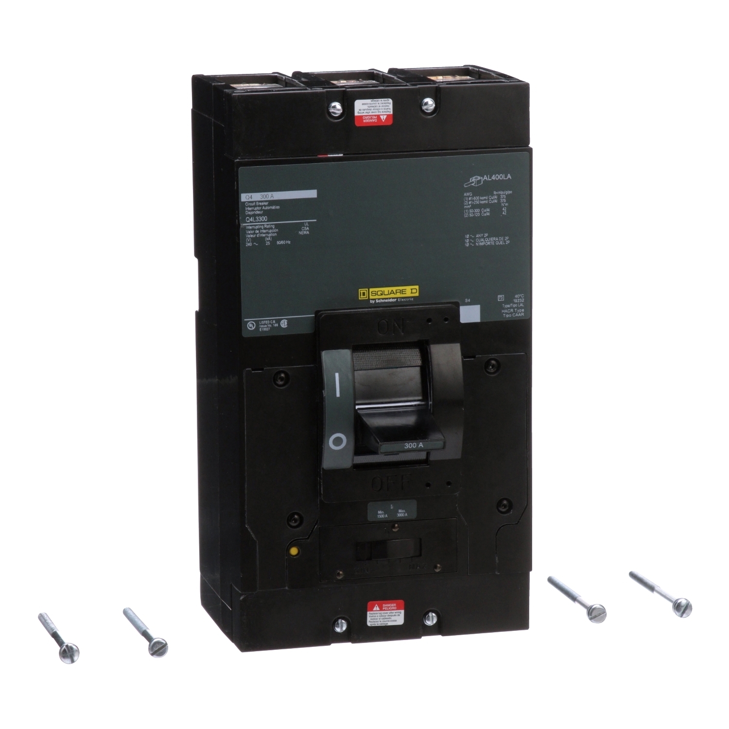Q4L3300 Molded Case Circuit Breaker, 300 Amp, 3 Pole, 240V