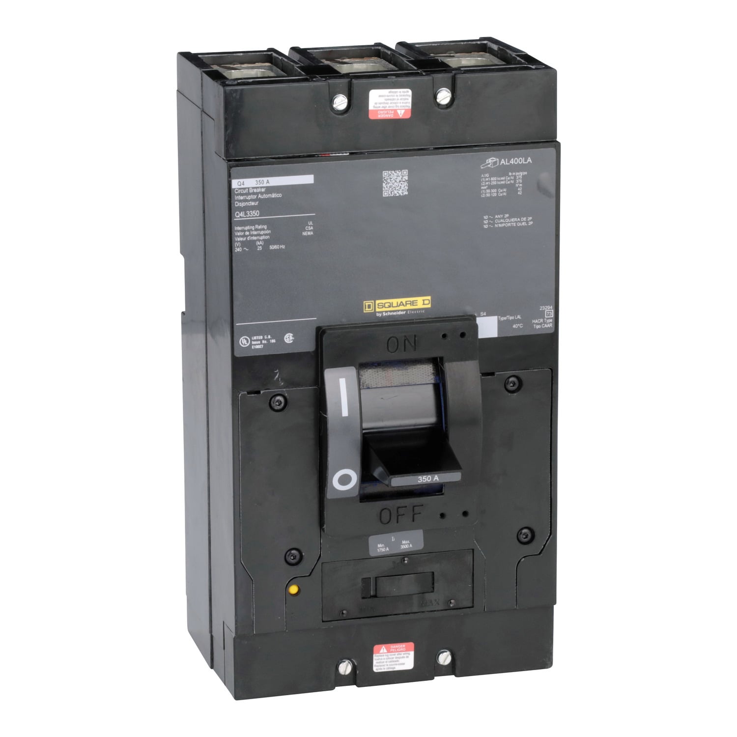 Q4L3350 Molded Case Circuit Breaker, 350 Amp, 3 Pole, 240V