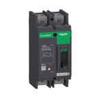 Circuit breaker, PowerPact Q, unit mount, thermal magnetic, 100A, 2 pole, 240VAC, 25kA, lugs OFF end, studs, nuts ON end