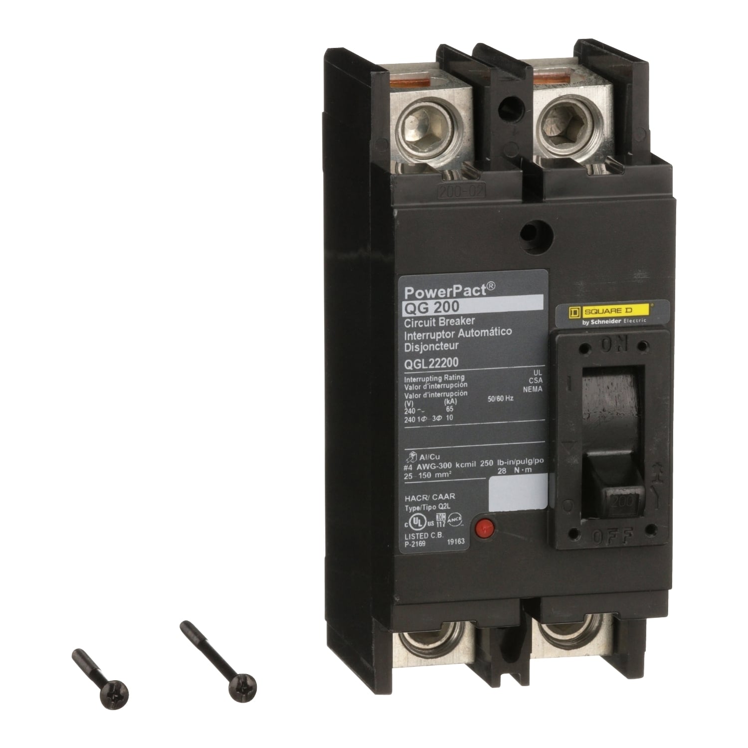 QGL22200 Molded Case Circuit Breaker, 200 Amp, 2 Pole, 240V