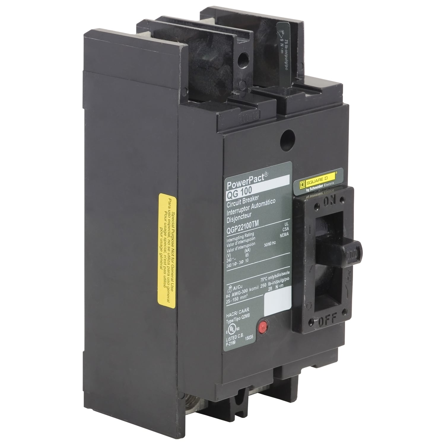 QGP22070TM Molded Case Circuit Breaker, 70 Amp, 2 Pole, 240V