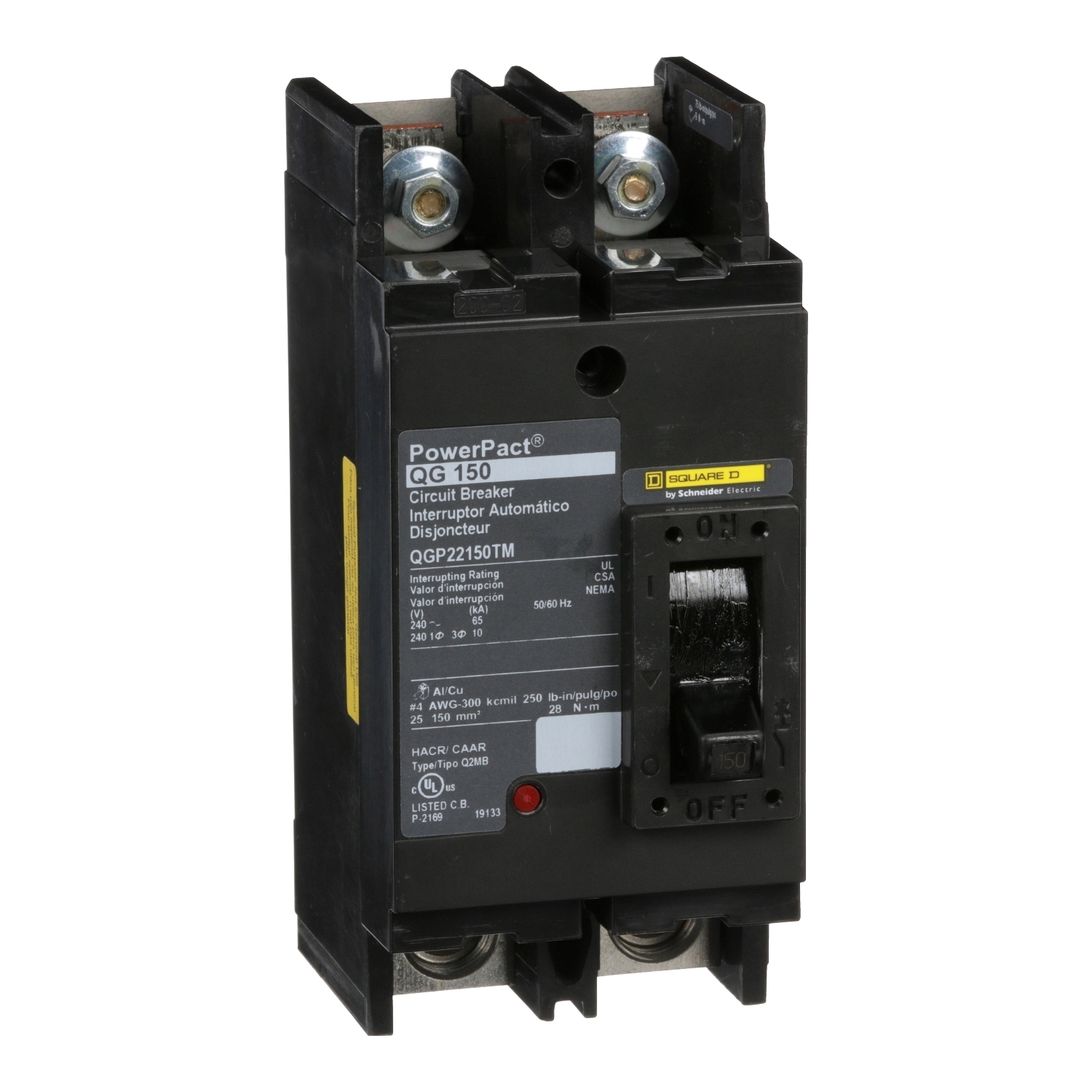 QGP22150TM Molded Case Circuit Breaker, 150 Amp, 2 Pole, 240V