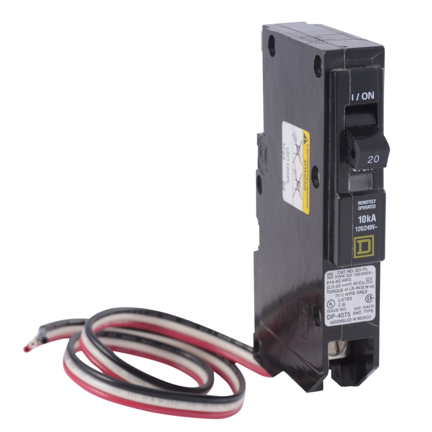 QO120PL5392  Circuit Breaker, 20 Amp, 1 Pole, 120/240V