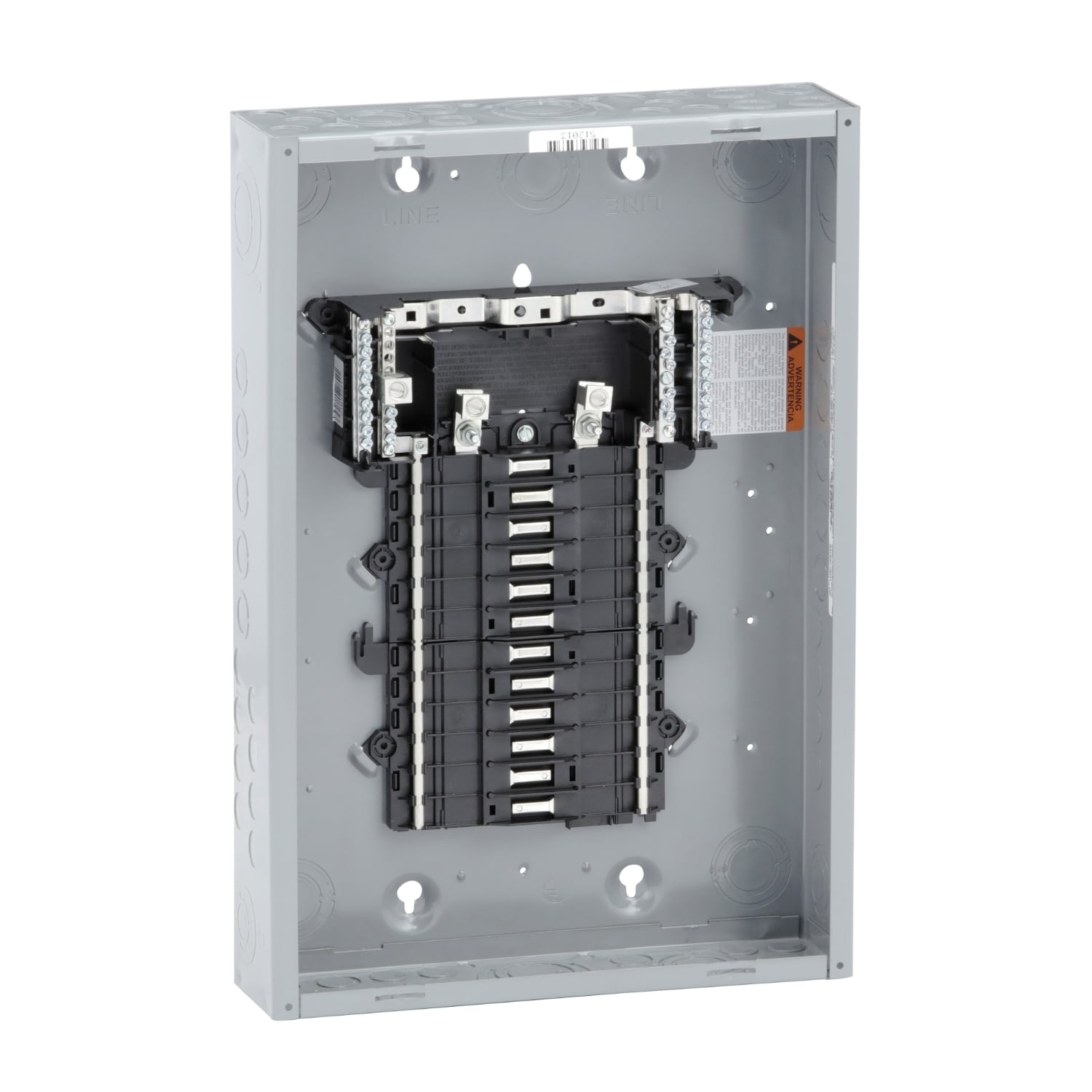 Load center, QO, 1 phase, 24 spaces, 34 circuits, 125A convertible main lugs, PoN, NEMA1, gnd bar