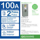 Enclosed molded case switch, QO, 100A, 2 pole, 240VAC, 10kA, plug in mount, NEMA 1
