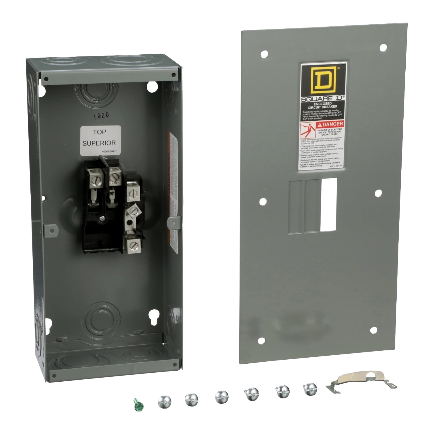 Circuit breaker enclosure, QO, 1 phase, 2 spaces, 100A, NEMA1, flush cover, UL