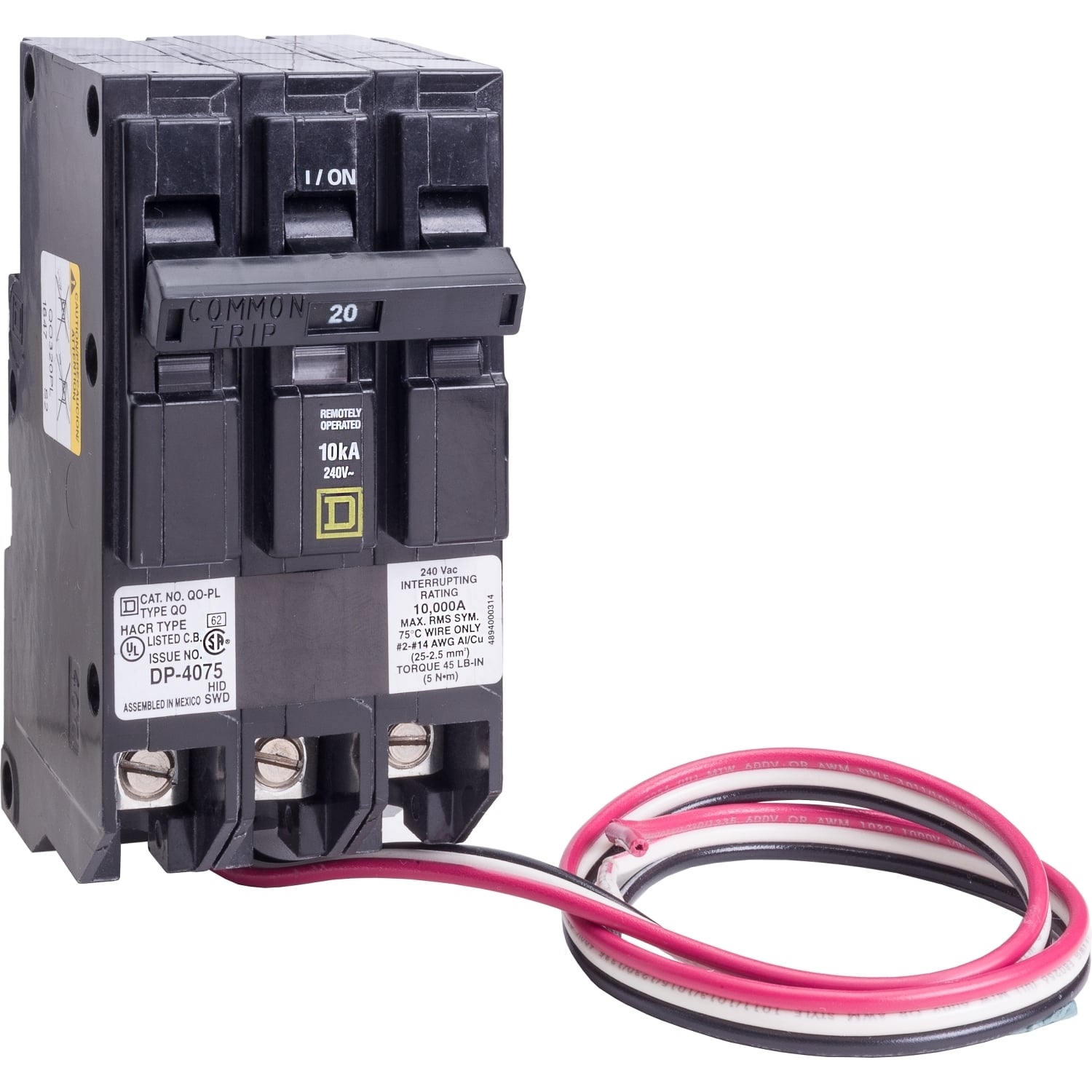 QO320PL Miniature Circuit Breaker, 20 Amp, 3 Pole, 240V