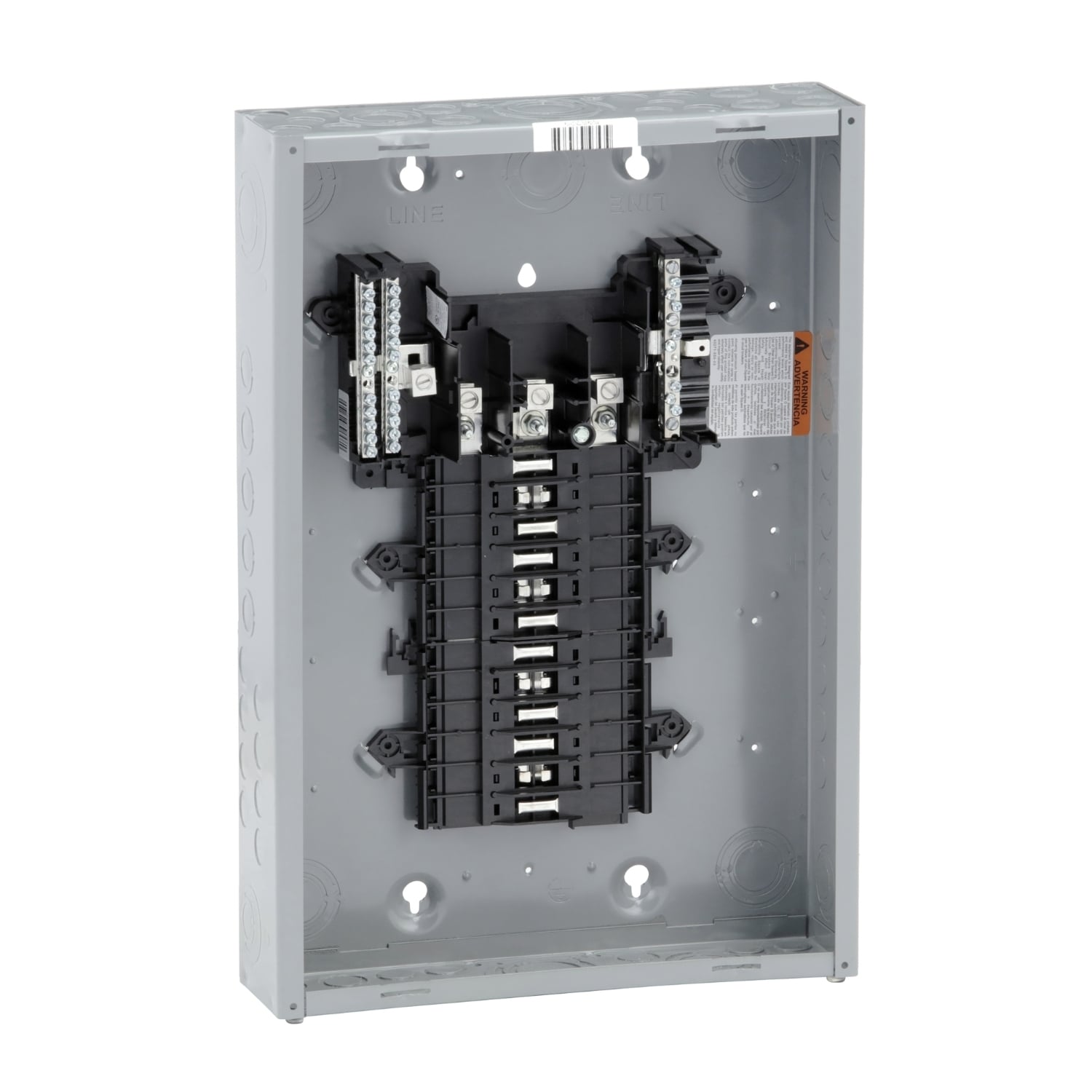 Load center, QO, 3 phase, 24 spaces, 24 circuits, 125A fixed main lugs, NEMA1, gnd bar