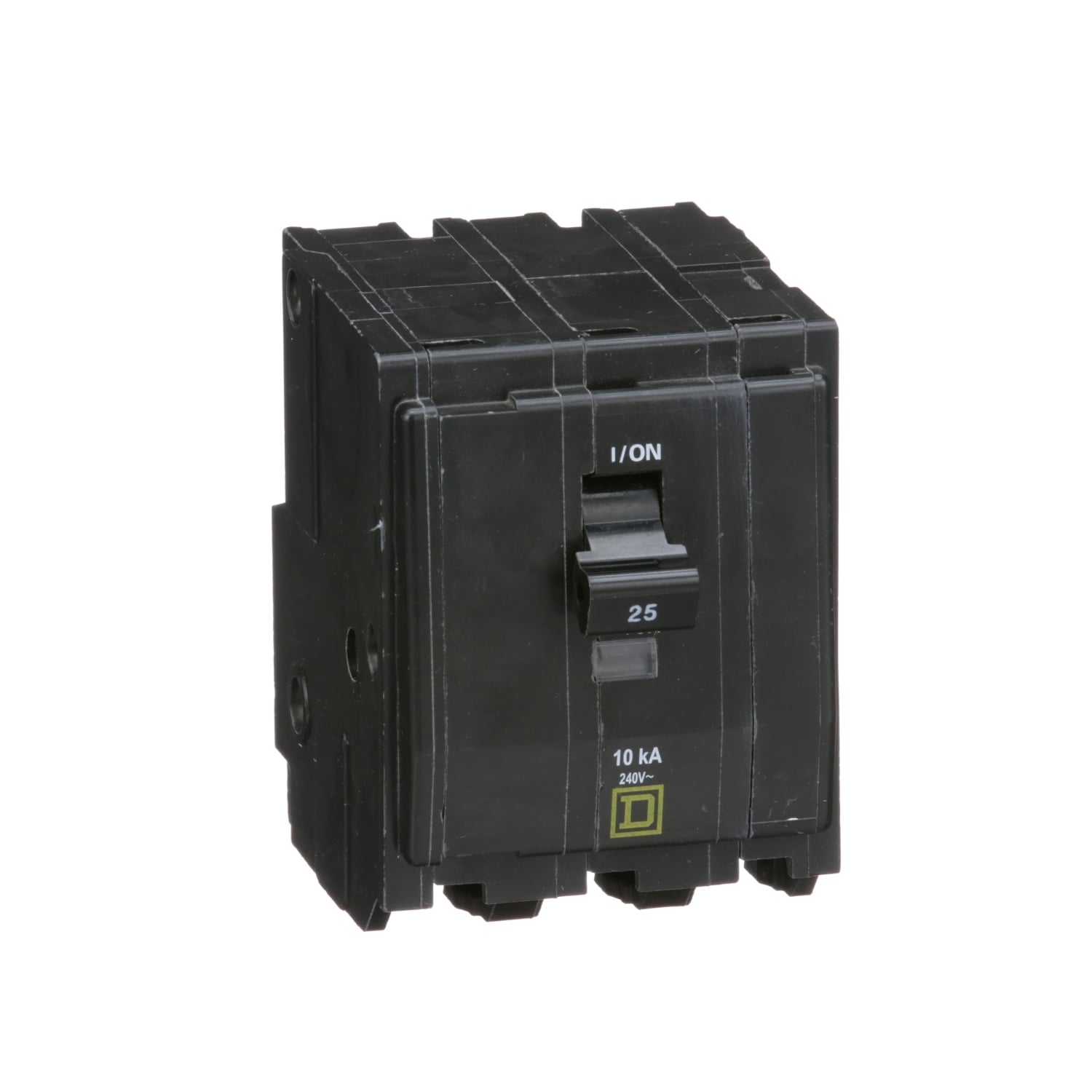 Mini circuit breaker, QO, 25A, 3 pole, 120/240VAC, 10kA, plug in