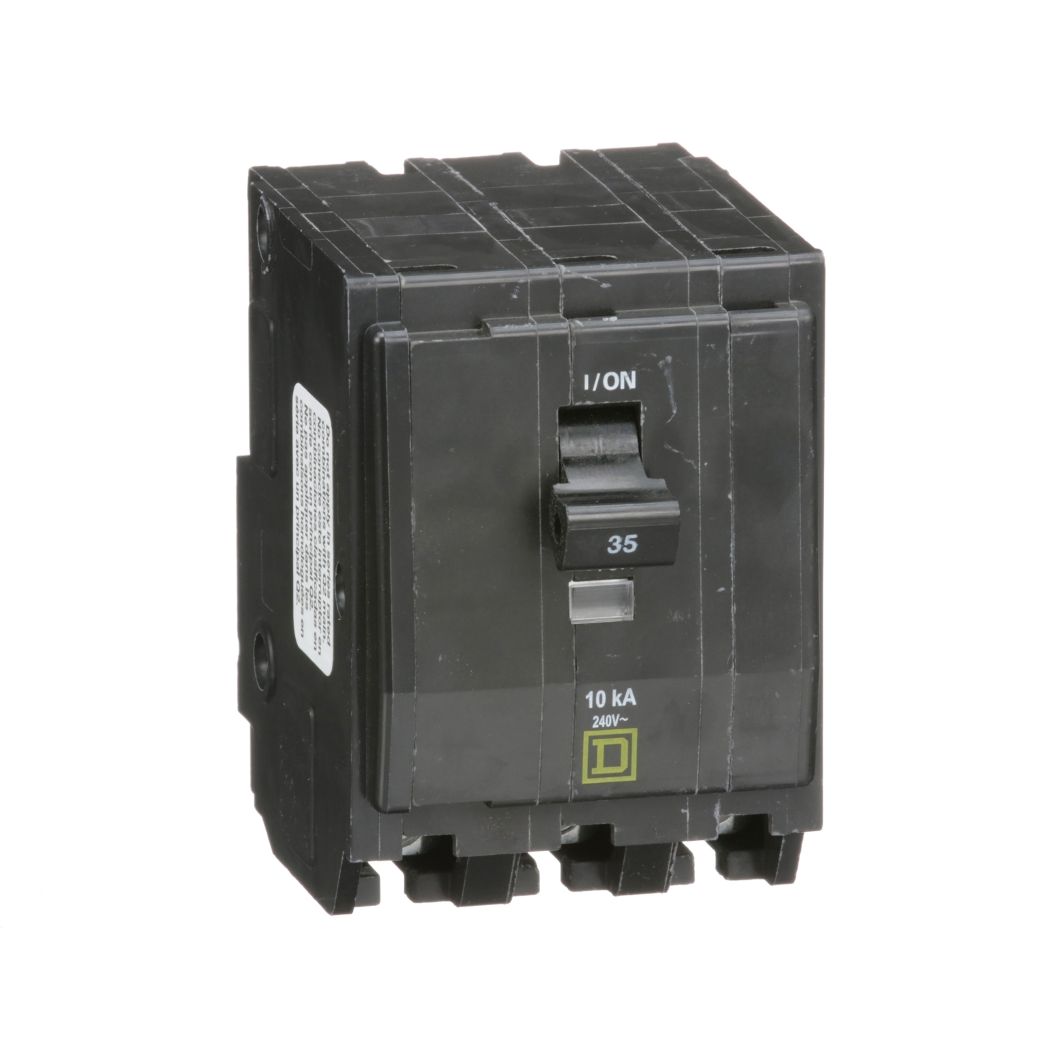Mini circuit breaker, QO, 35A, 3 pole, 120/240VAC, 10kA, plug in